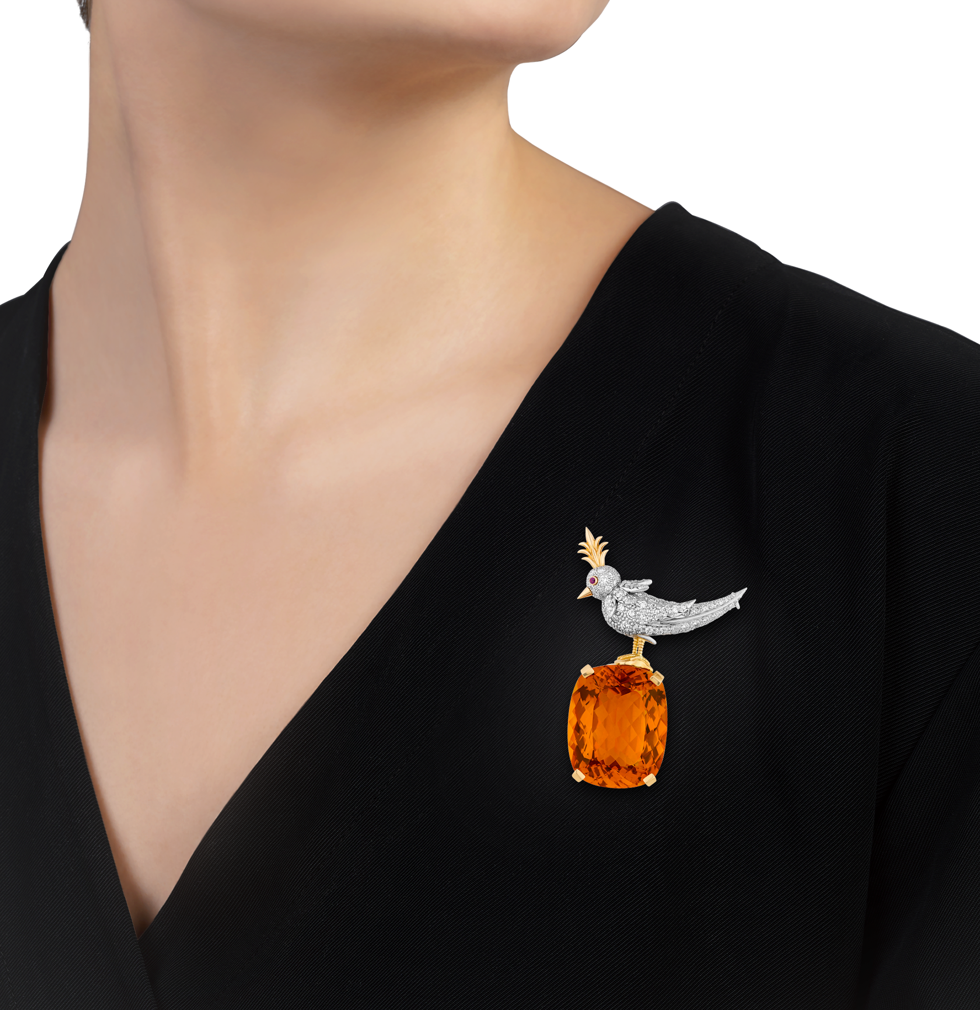 Tiffany & Co. Citrine Bird on a Rock Brooch by Jean Schlumberger