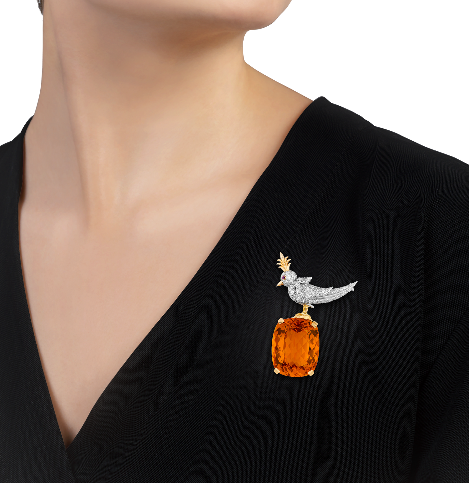 Tiffany & Co. Citrine Bird on a Rock Brooch by Jean Schlumberger