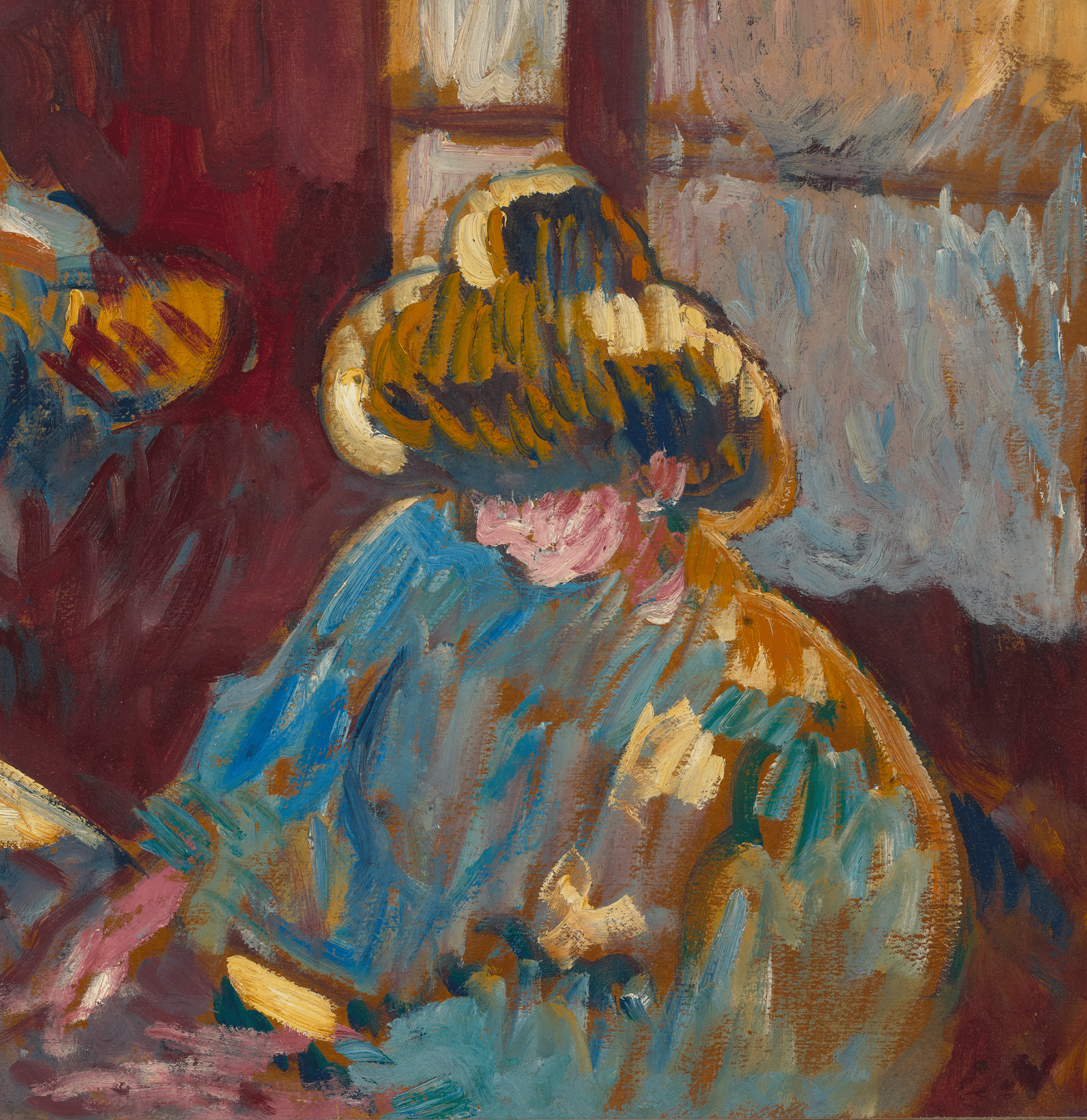 Maternité, femme en bleu devant la fenêtre by Louis Valtat