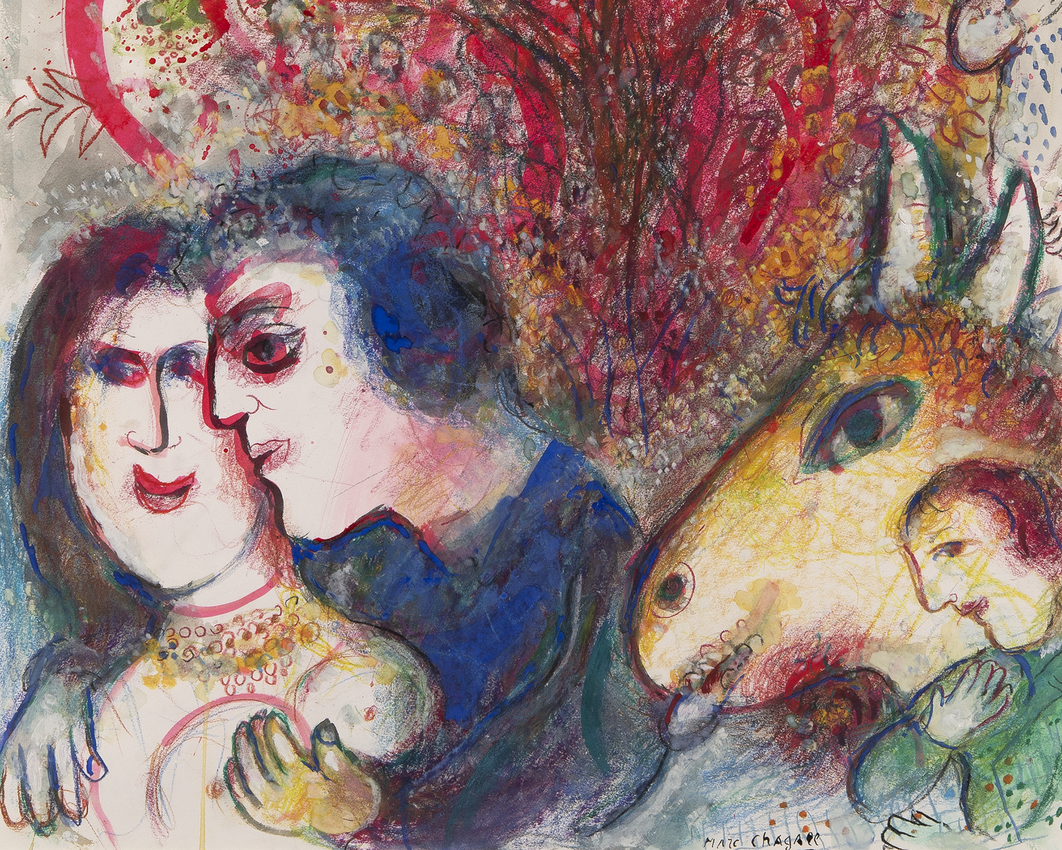 Couple devant le buisson by Marc Chagall