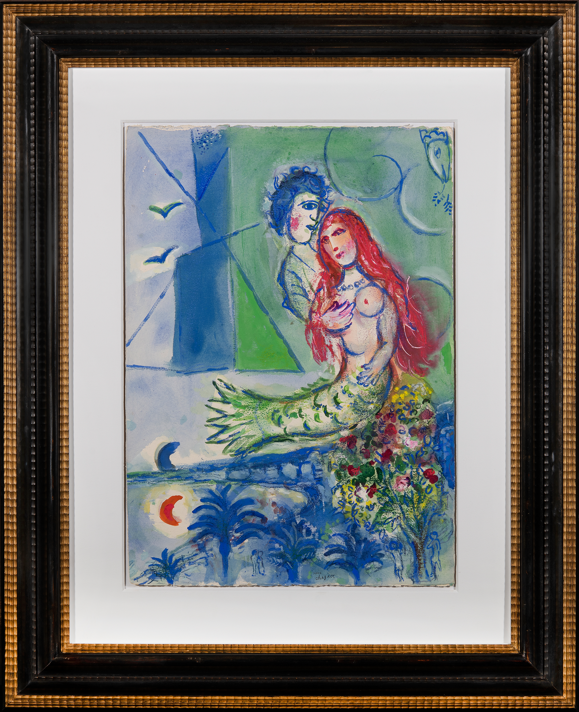 Gouache préparatoire pour Sirène au poète by Marc Chagall