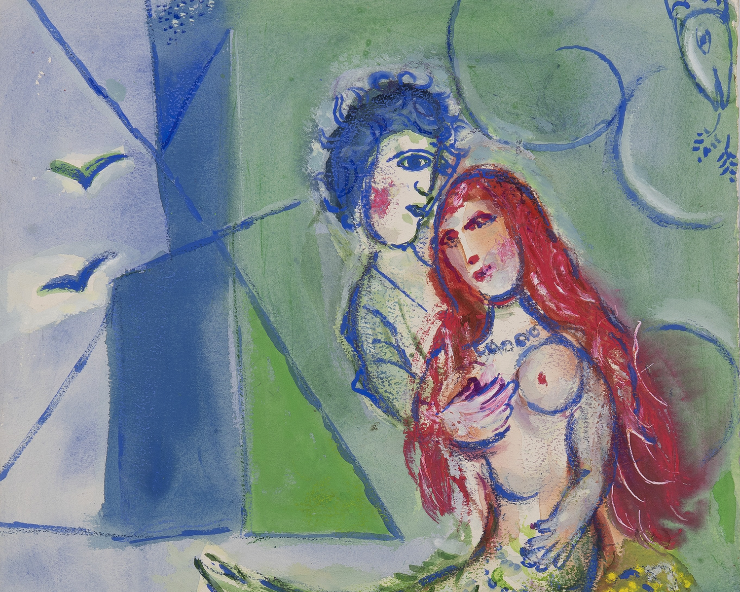 Gouache préparatoire pour Sirène au poète by Marc Chagall