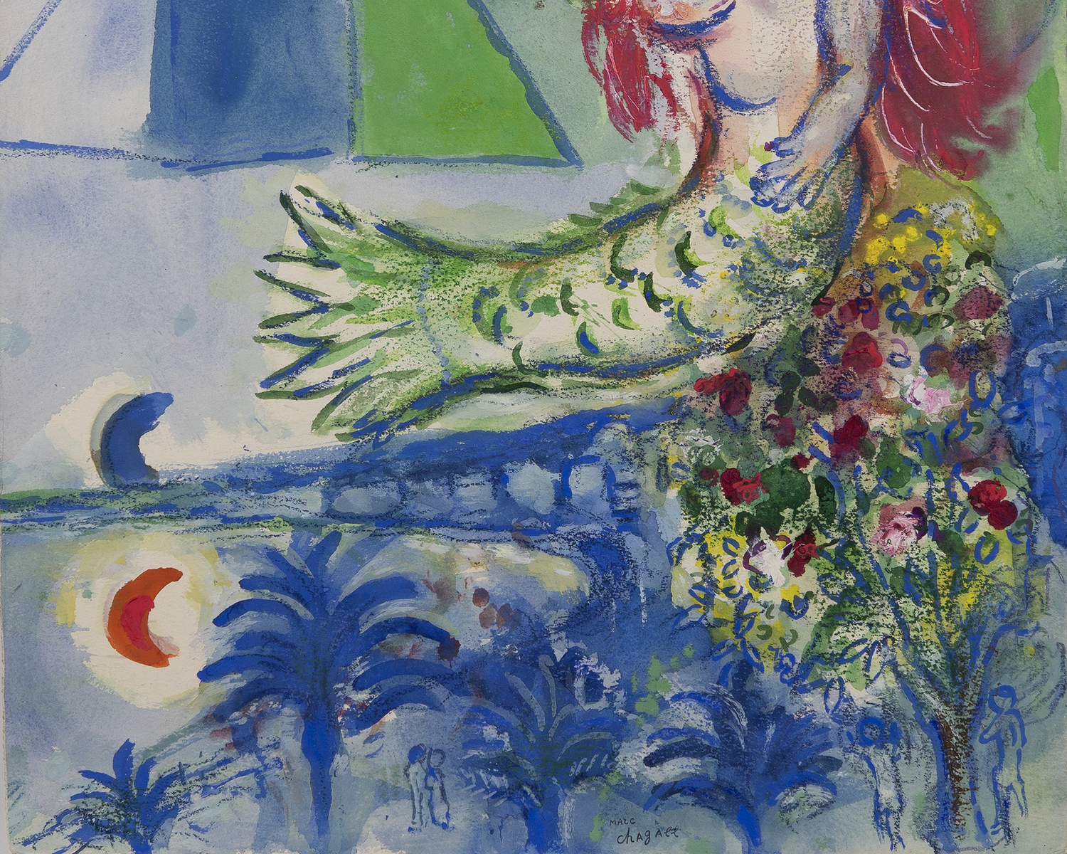 Gouache préparatoire pour Sirène au poète by Marc Chagall