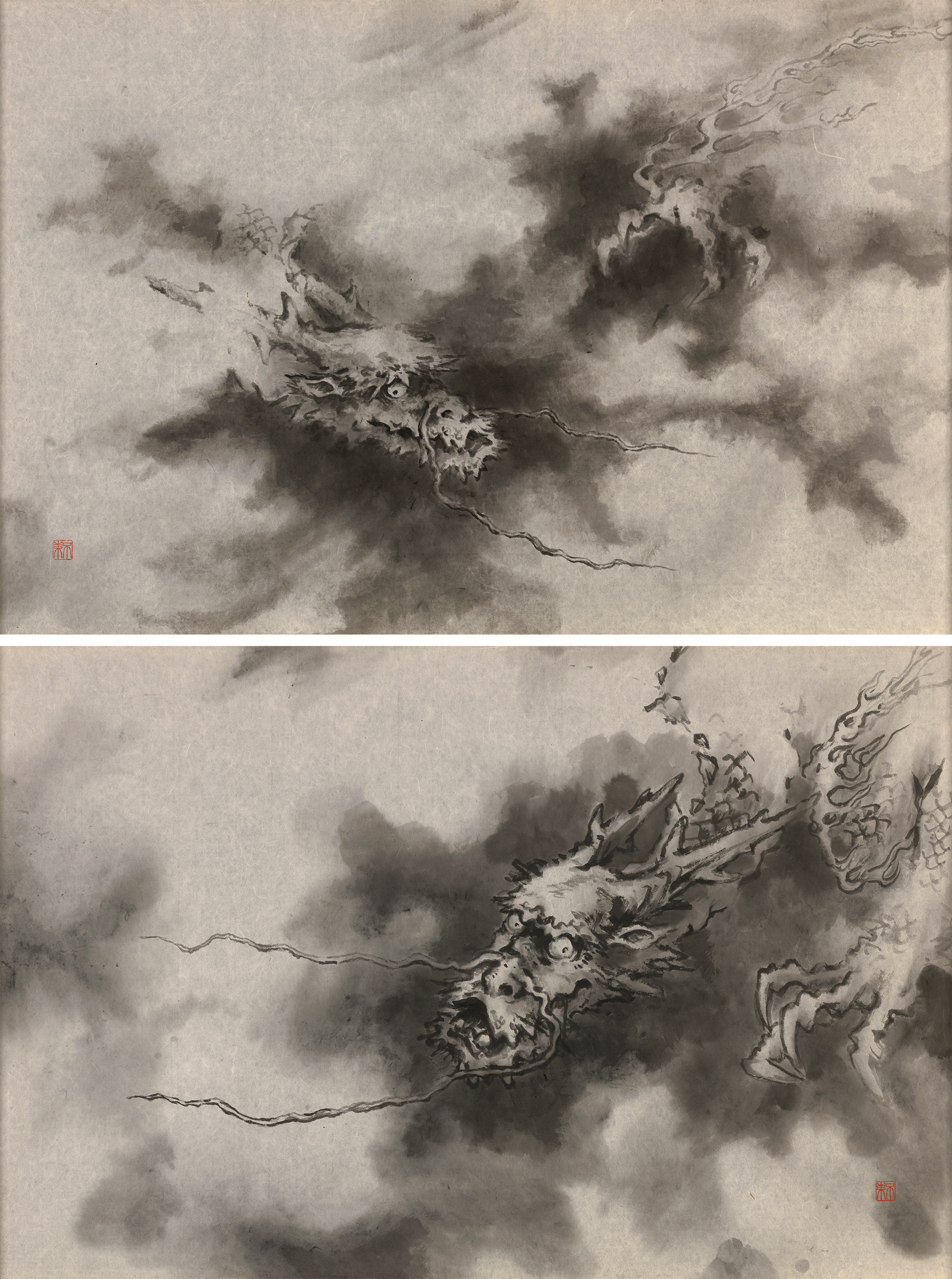 Pair of Dragons in Clouds by Prime Minister Morihiro Hosokawa