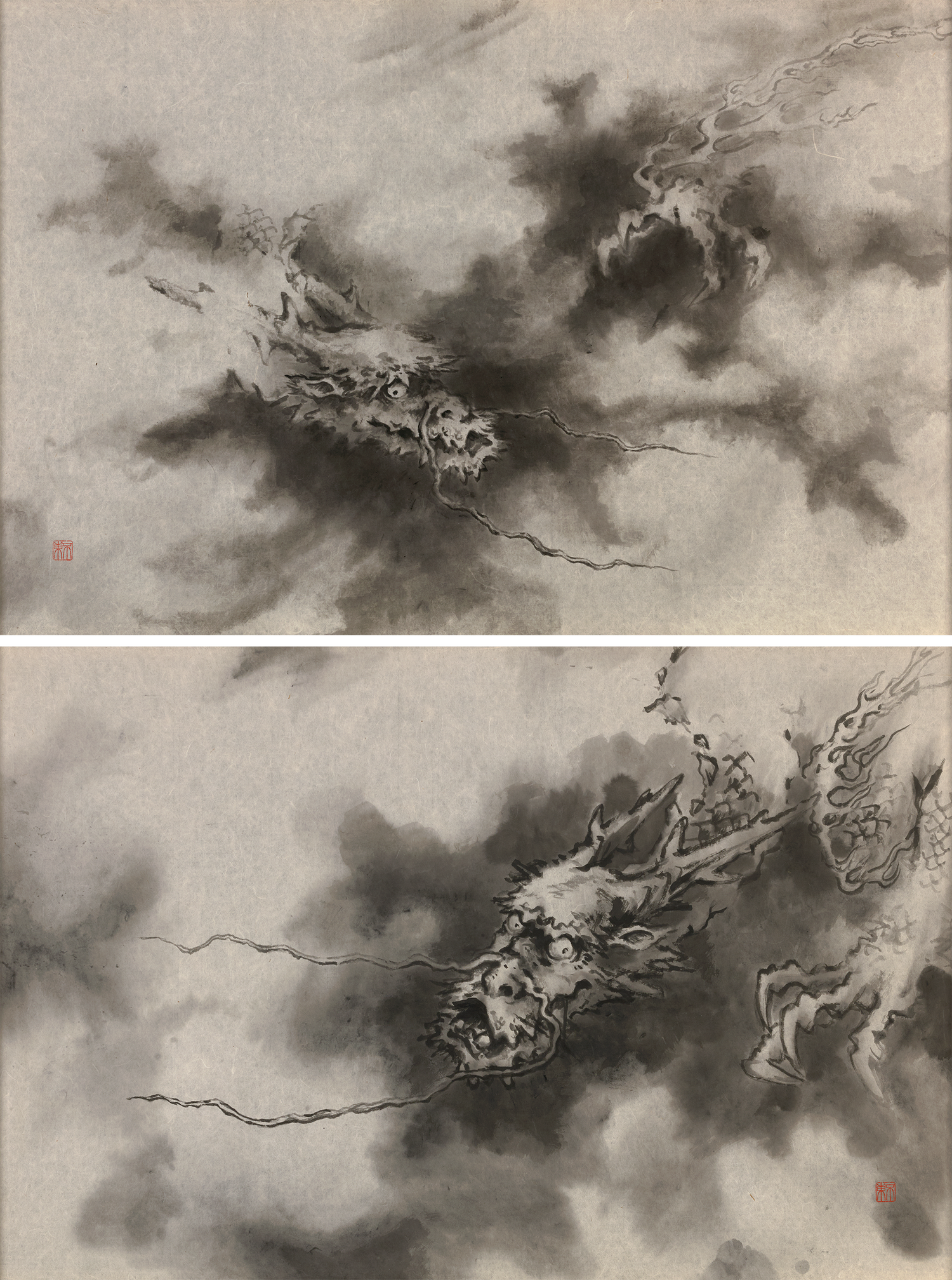 Pair of Dragons in Clouds by Prime Minister Morihiro Hosokawa