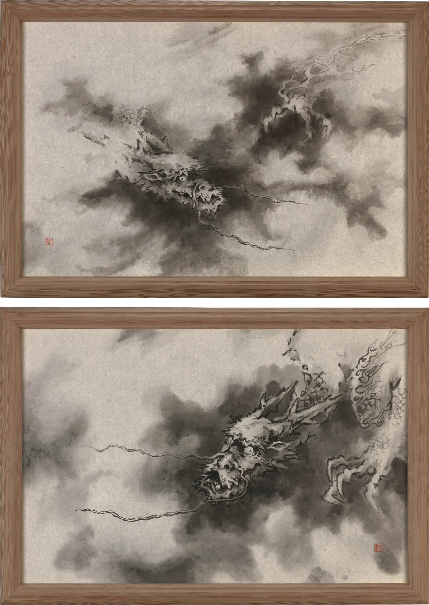 Pair of Dragons in Clouds by Prime Minister Morihiro Hosokawa