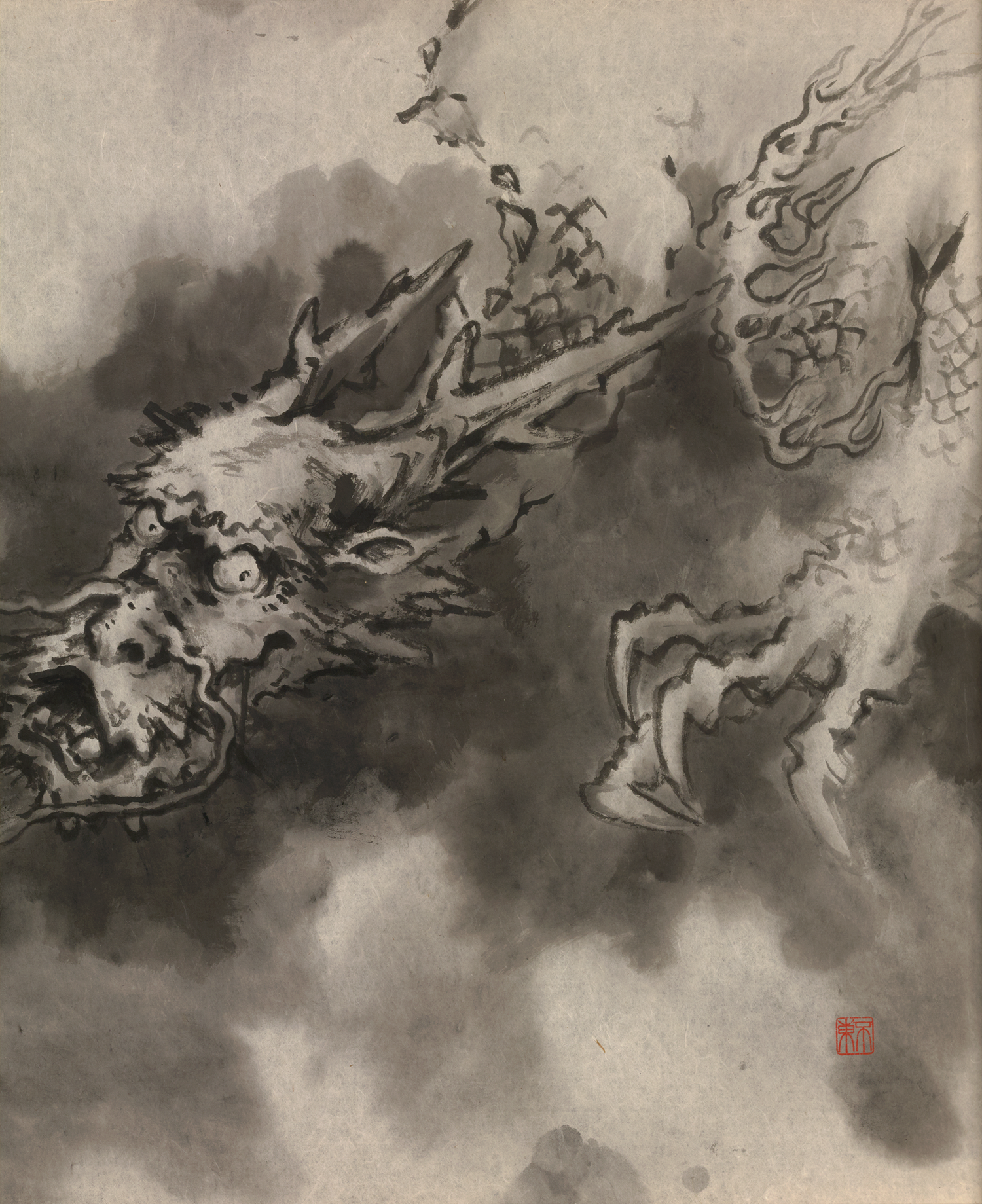 Pair of Dragons in Clouds by Prime Minister Morihiro Hosokawa