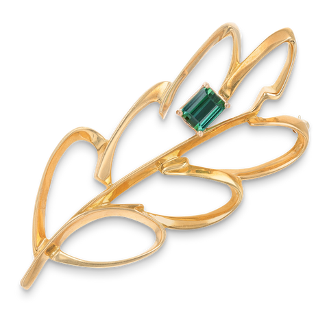 Tiffany & Co. Tourmaline Leaf Brooch by Paloma Picasso