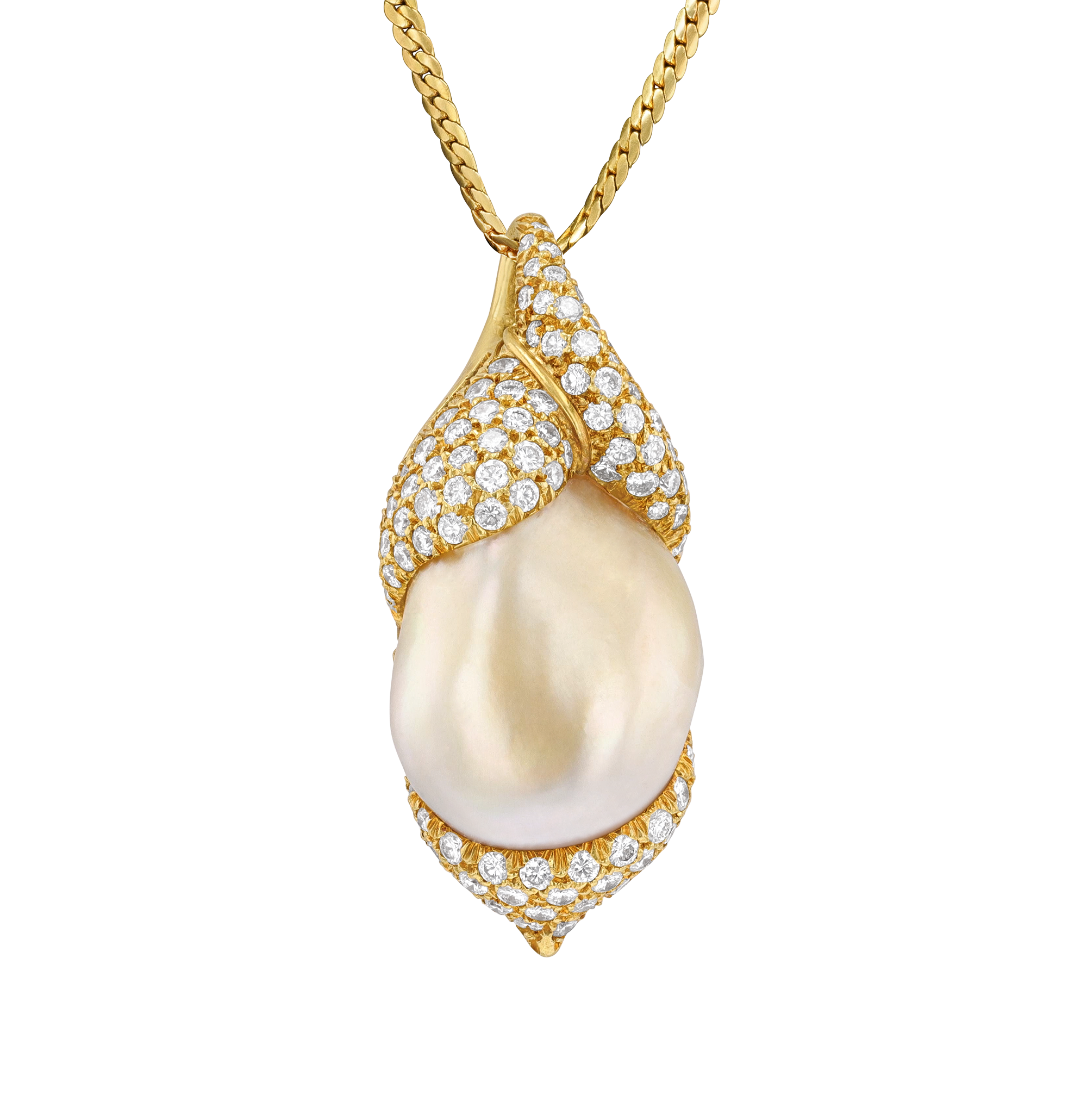 Henry Dunay Baroque Pearl and Diamond Pendant