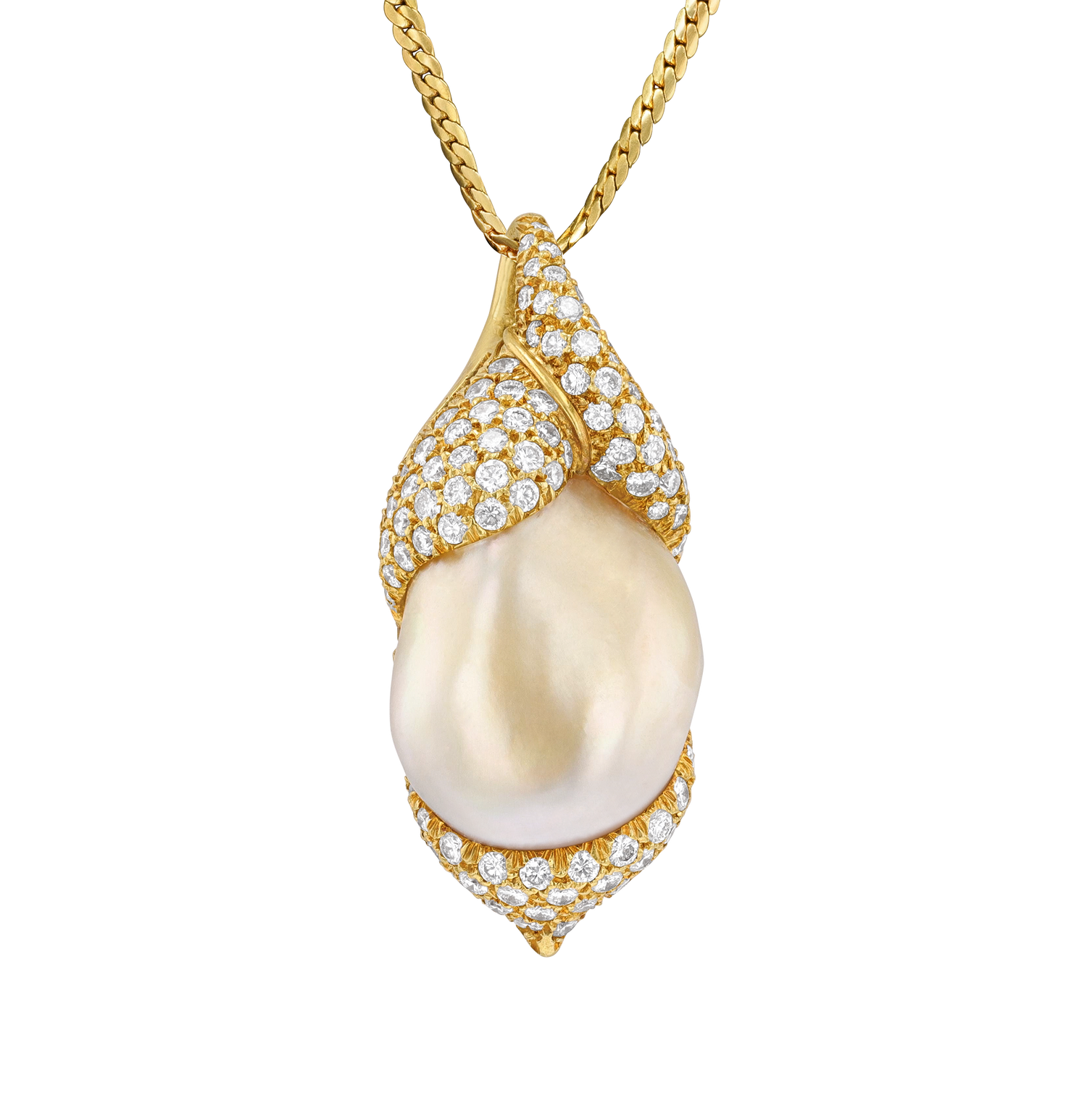 Henry Dunay Baroque Pearl and Diamond Pendant