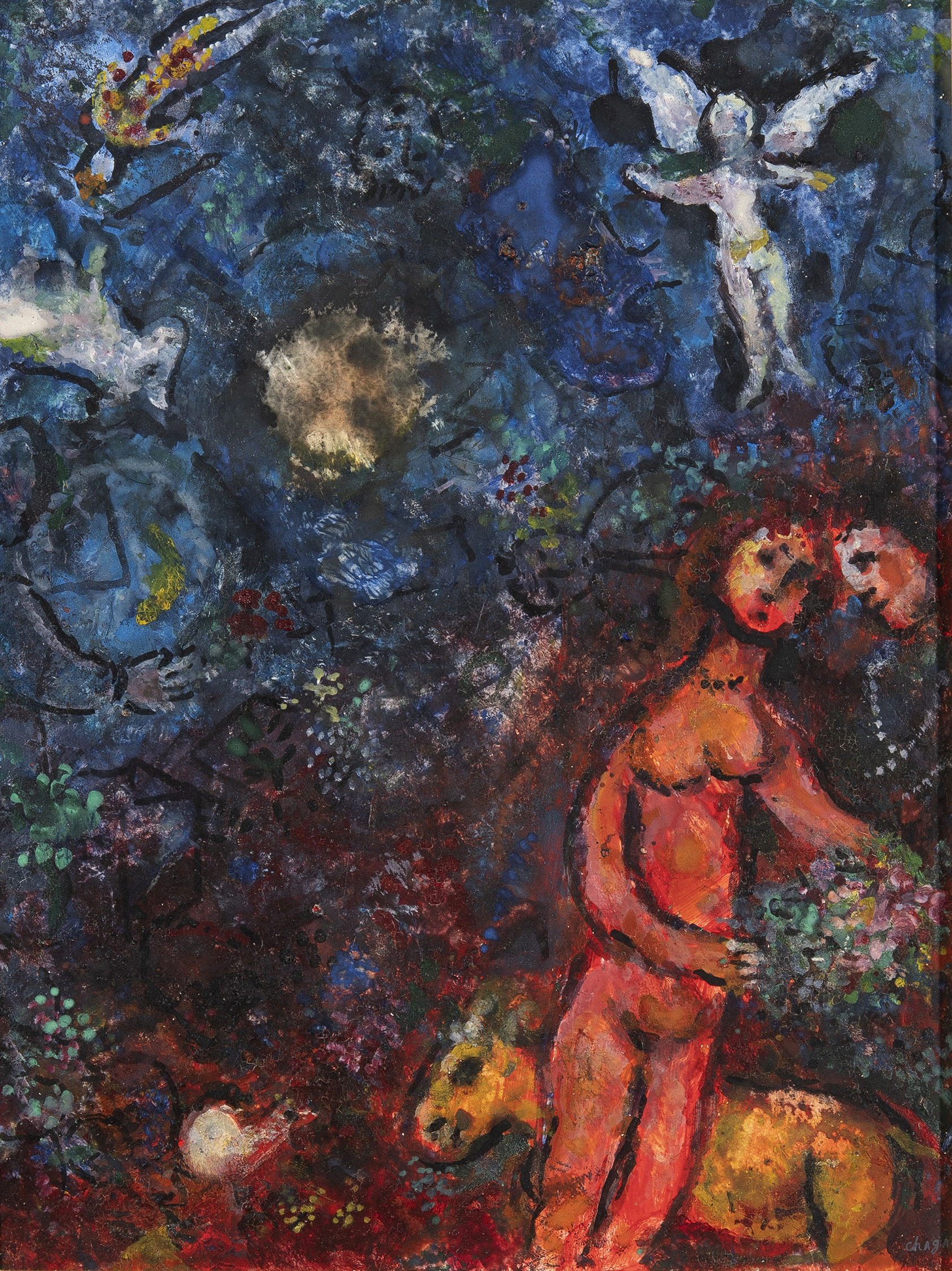 Couple dans la nuit by Marc Chagall