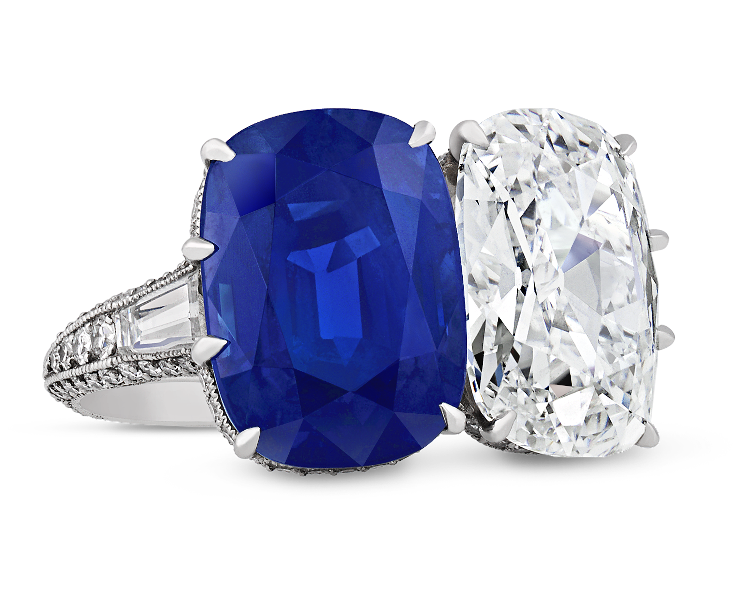 Kashmir Sapphire and Golconda Diamond Ring