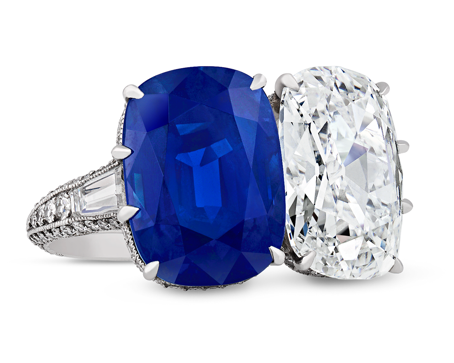 Kashmir Sapphire and Golconda Diamond Ring