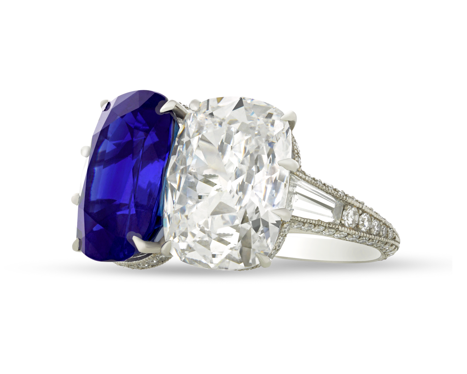 Kashmir Sapphire and Golconda Diamond Ring