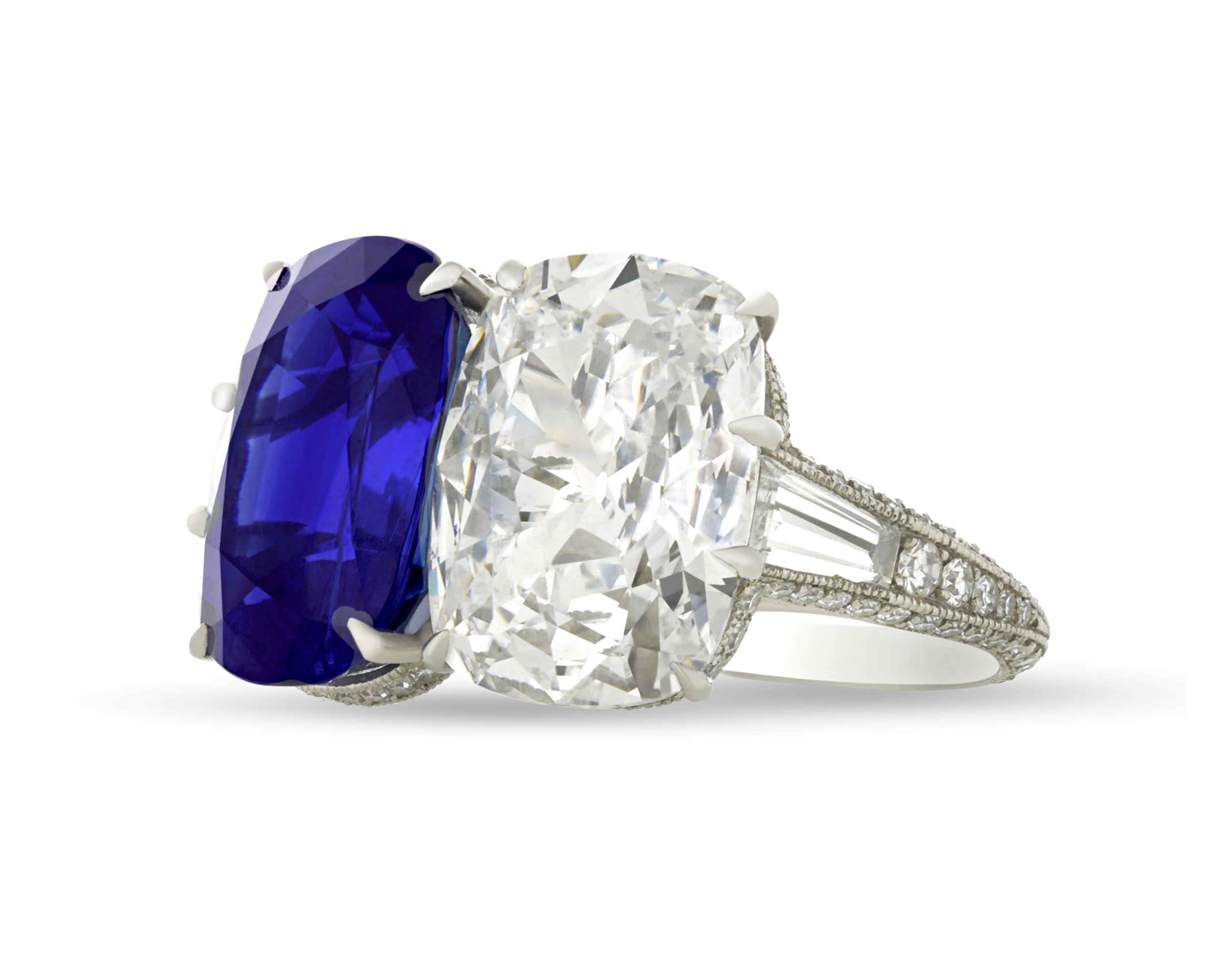 Kashmir Sapphire and Golconda Diamond Ring