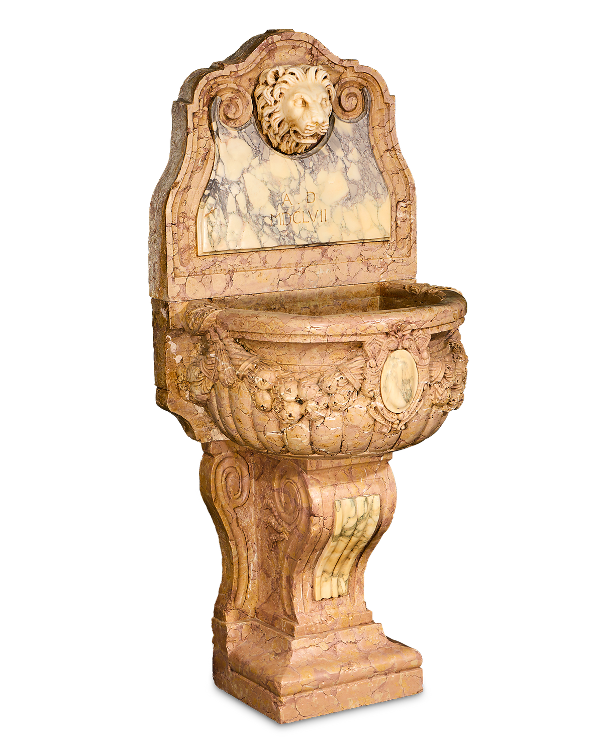 17th-Century Italian Marble Wall Fountain