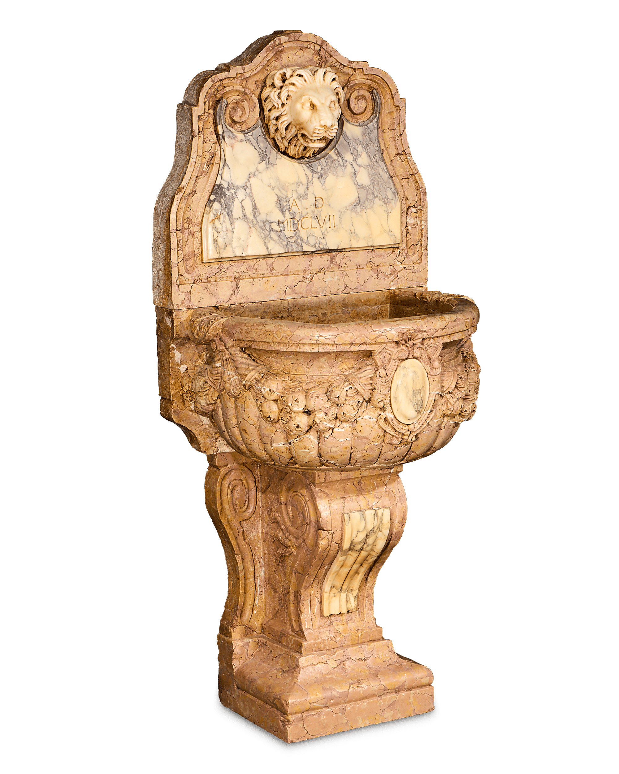 17th-Century Italian Marble Wall Fountain