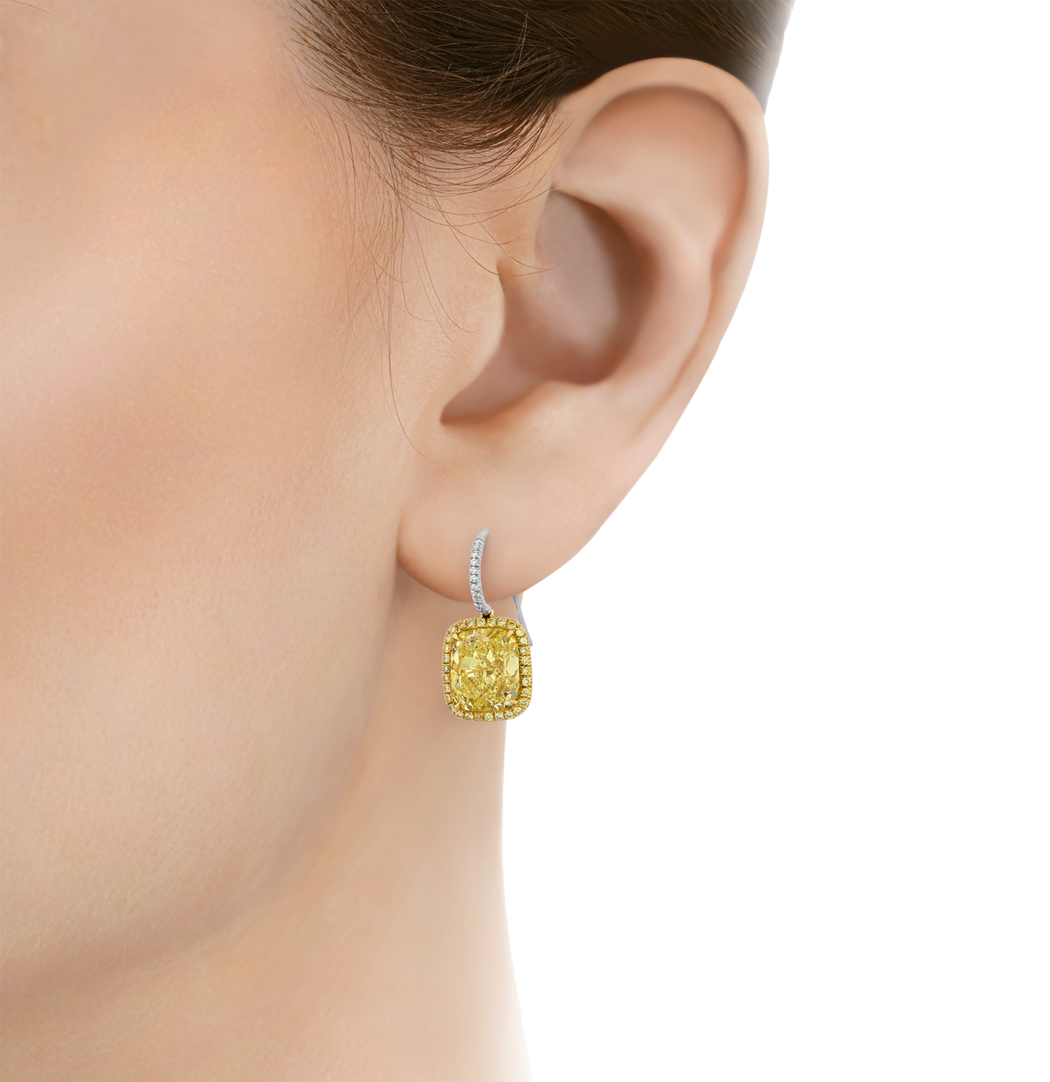 Harry Winston Fancy Intense Yellow Diamond Earrings, 11.05 carats