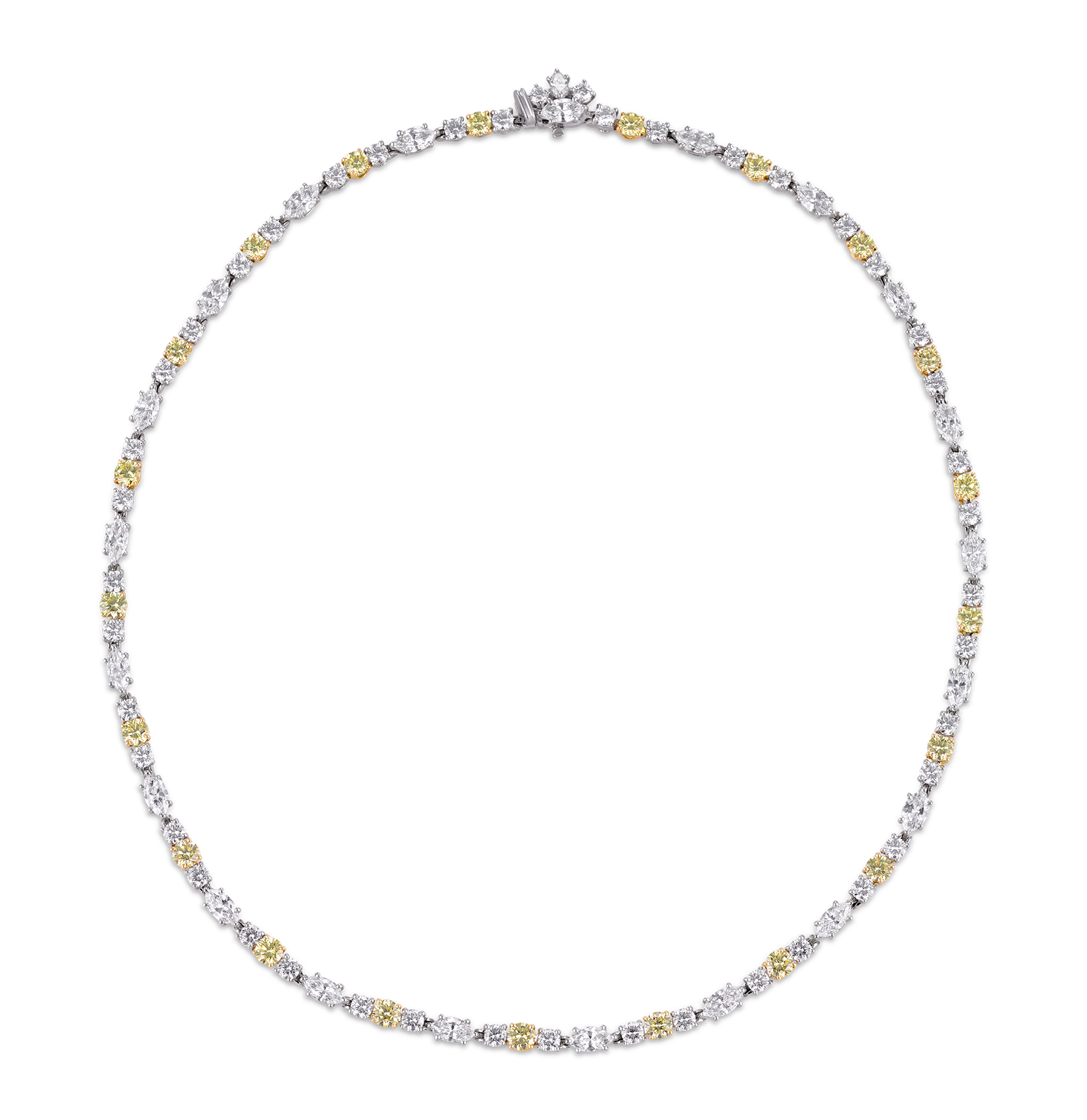 Harry Winston White and Yellow Diamond Line Necklace, 13.89 carats