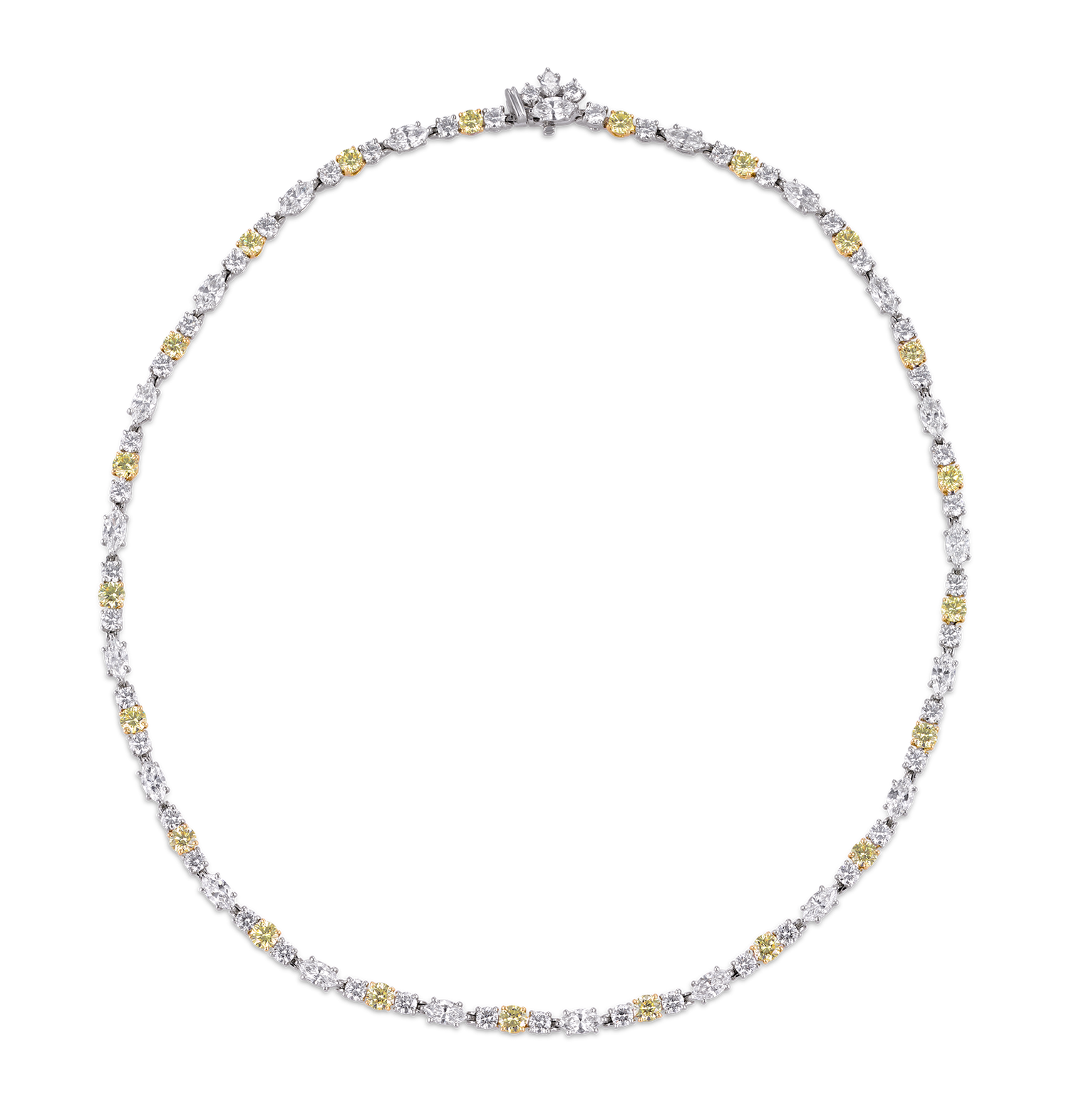 Harry Winston White and Yellow Diamond Line Necklace, 13.89 carats