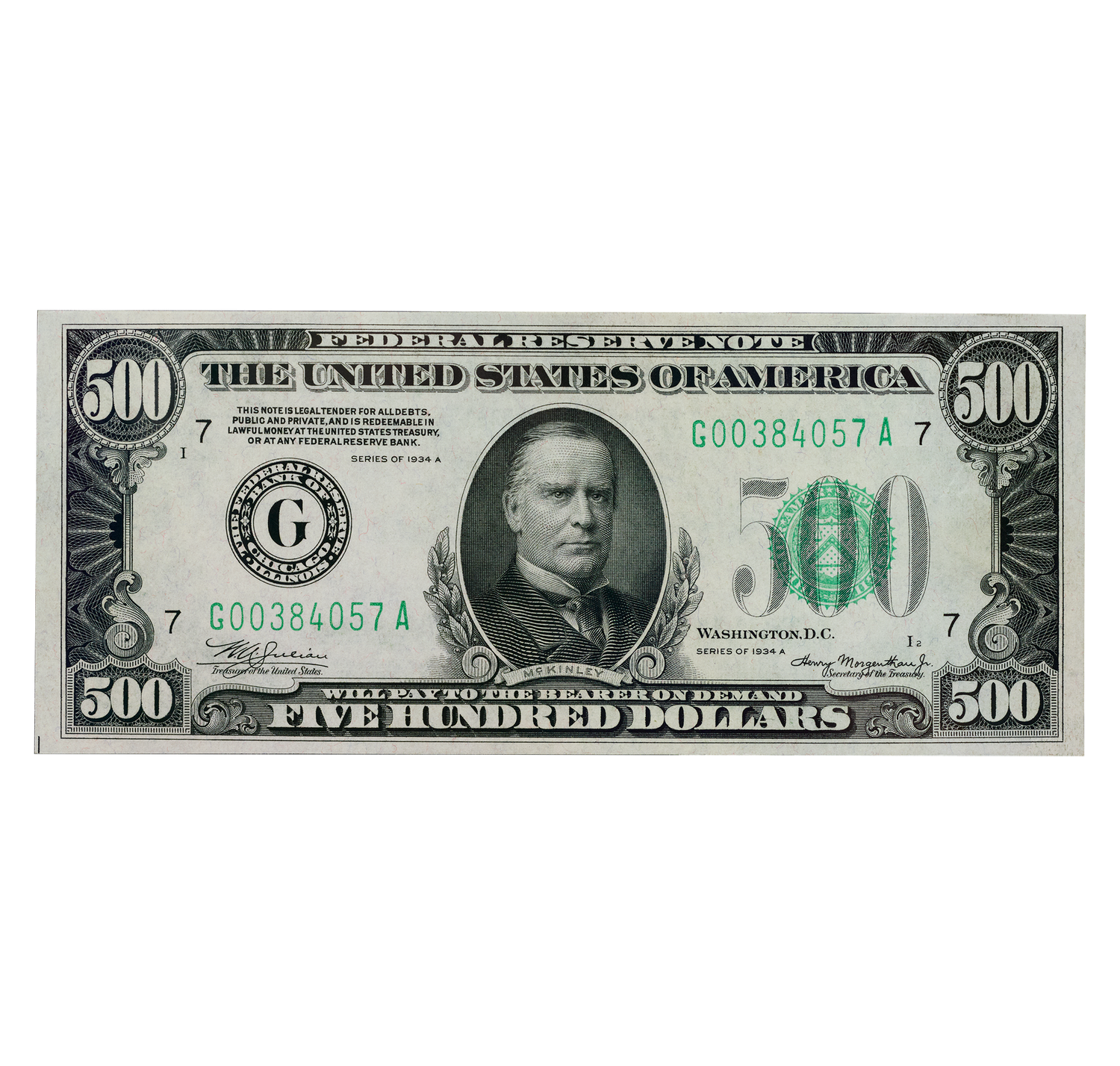 U.S. $500 Federal Reserve Note: PMG Grade 65EPQ