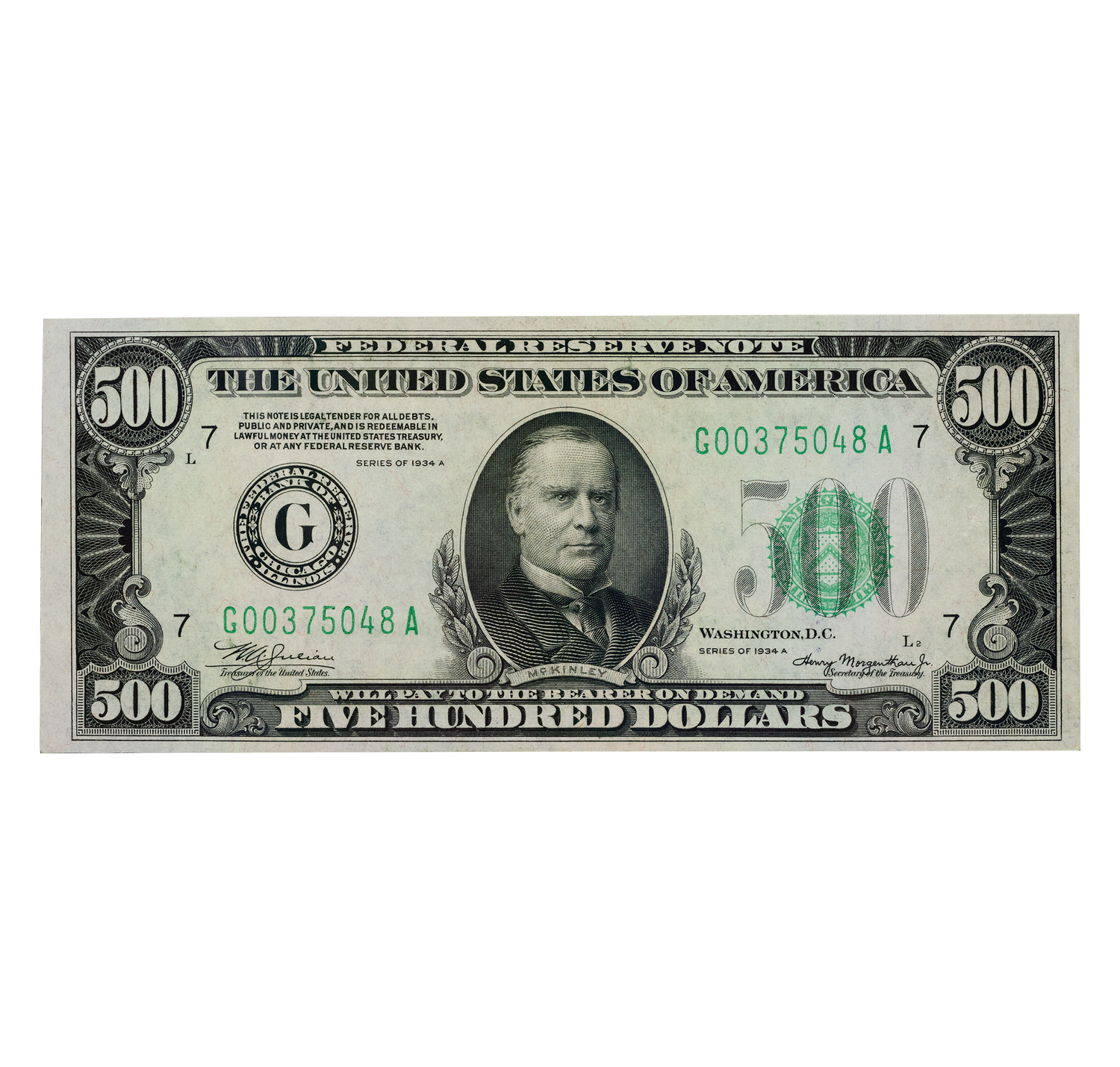 U.S. Federal Reserve Note $500