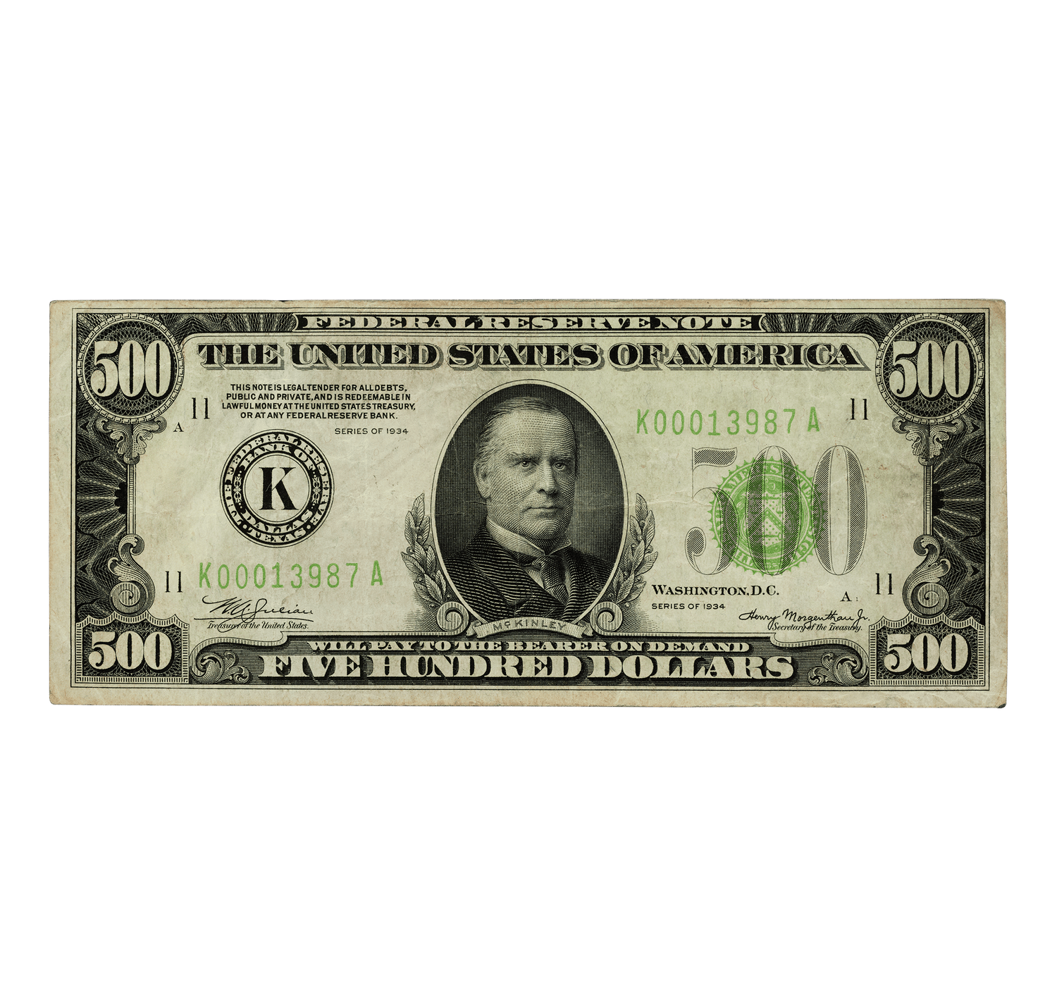 U.S. Federal Reserve Note, $500