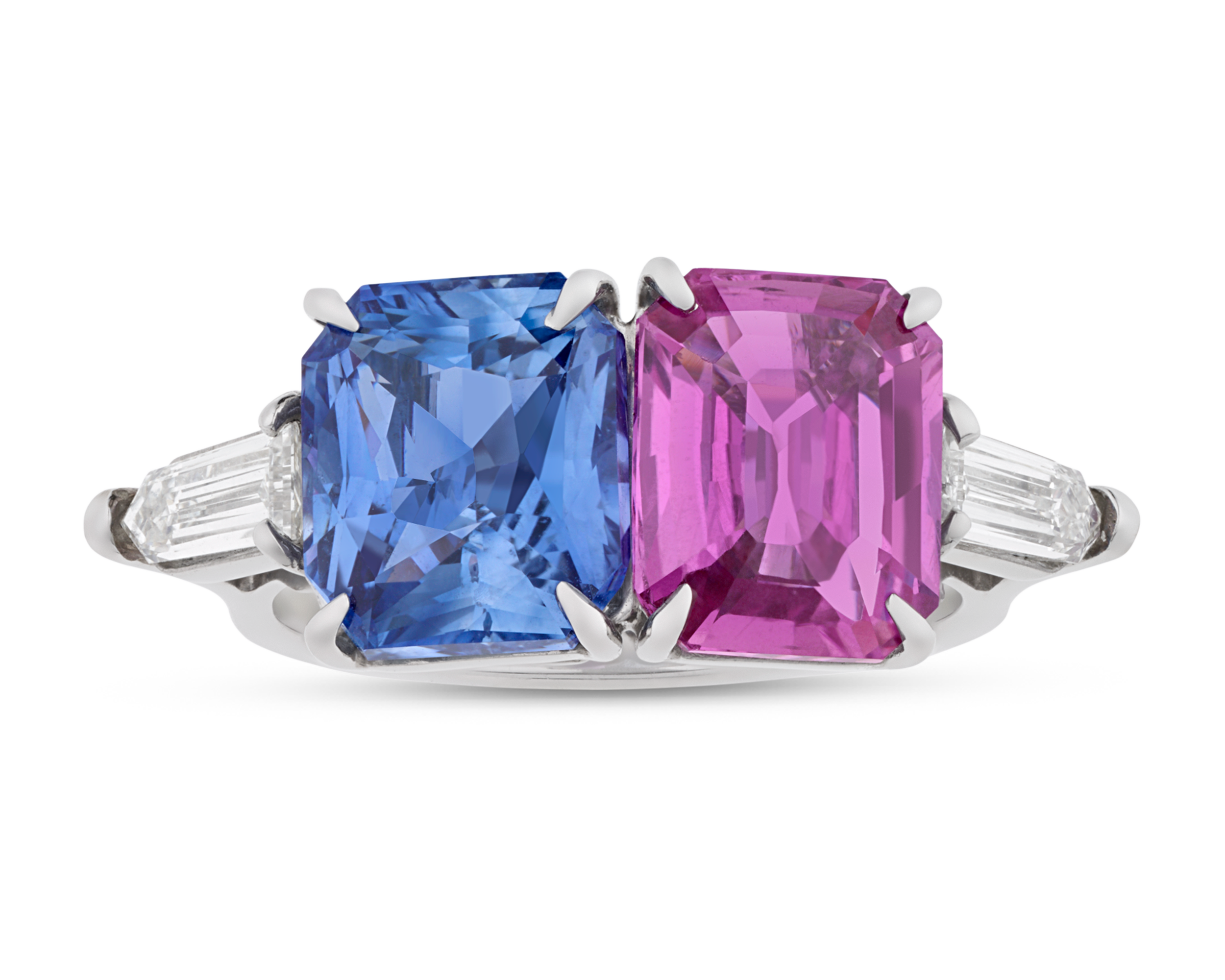 Pink and Blue Sapphire Ring, 7.64 Carats