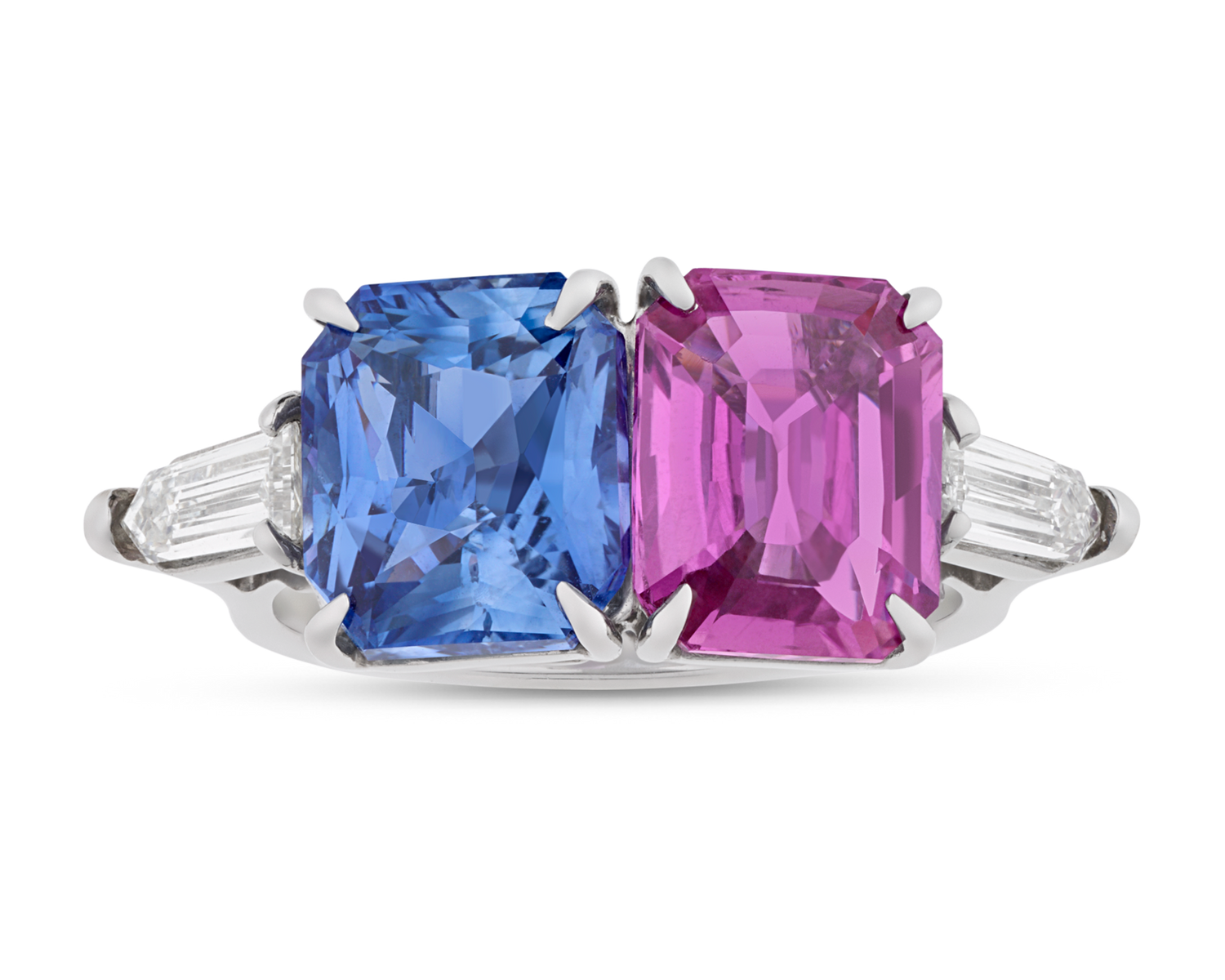 Pink and Blue Sapphire Ring, 7.64 Carats