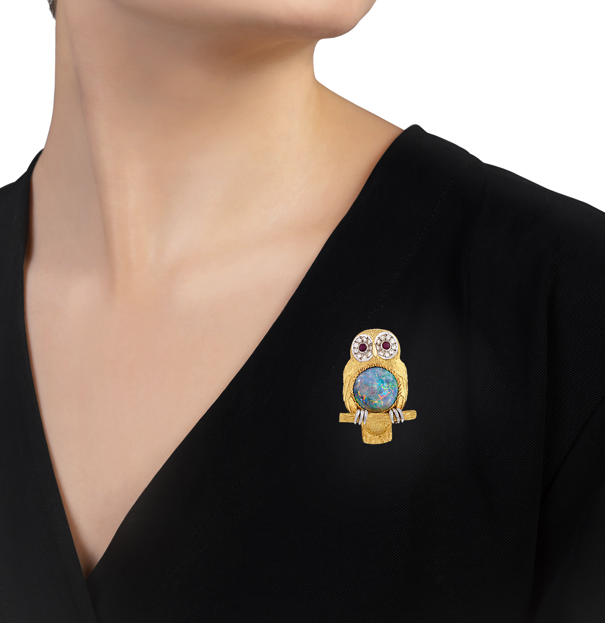 Black Opal Owl Pin