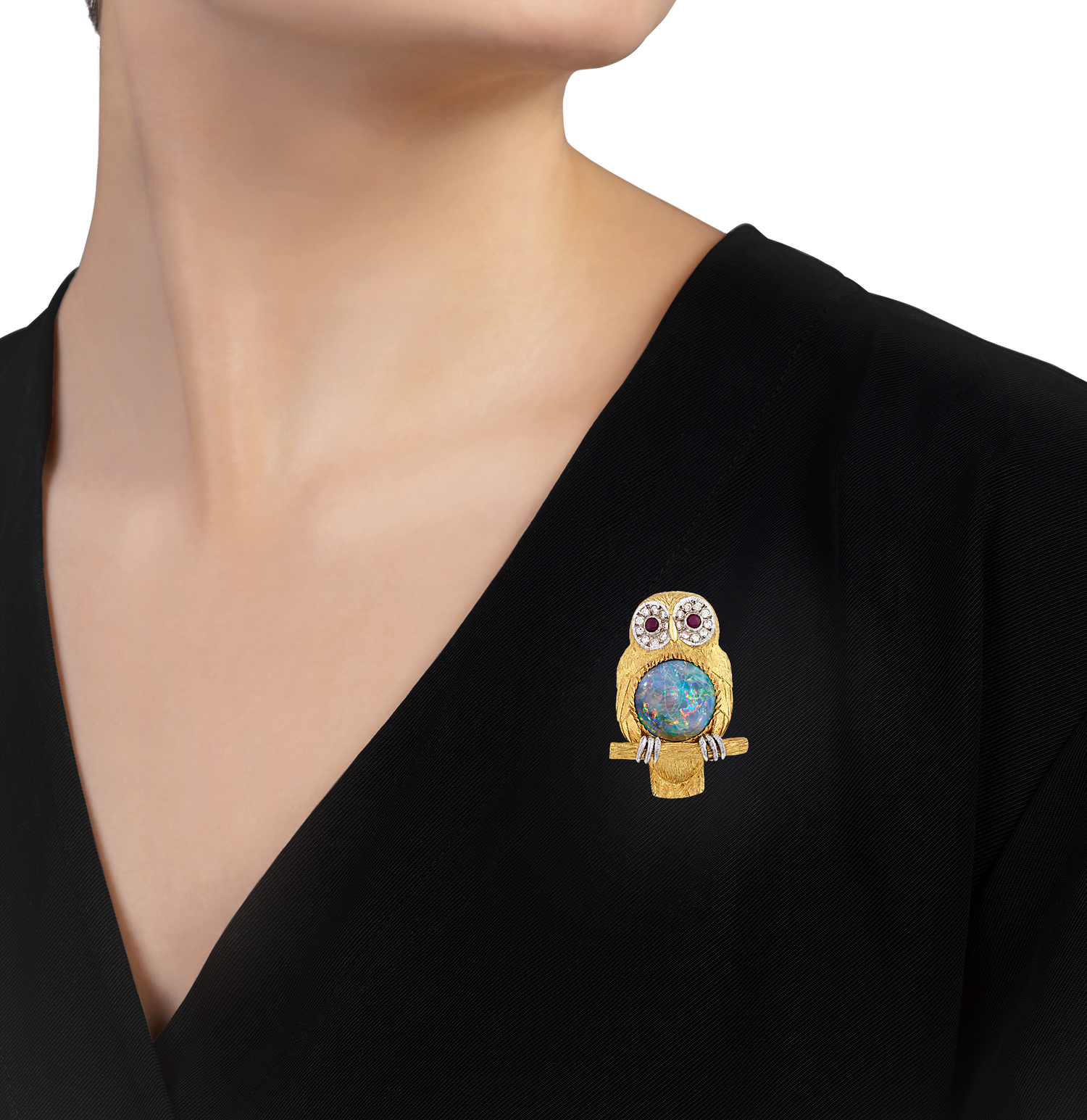 Black Opal Owl Pin