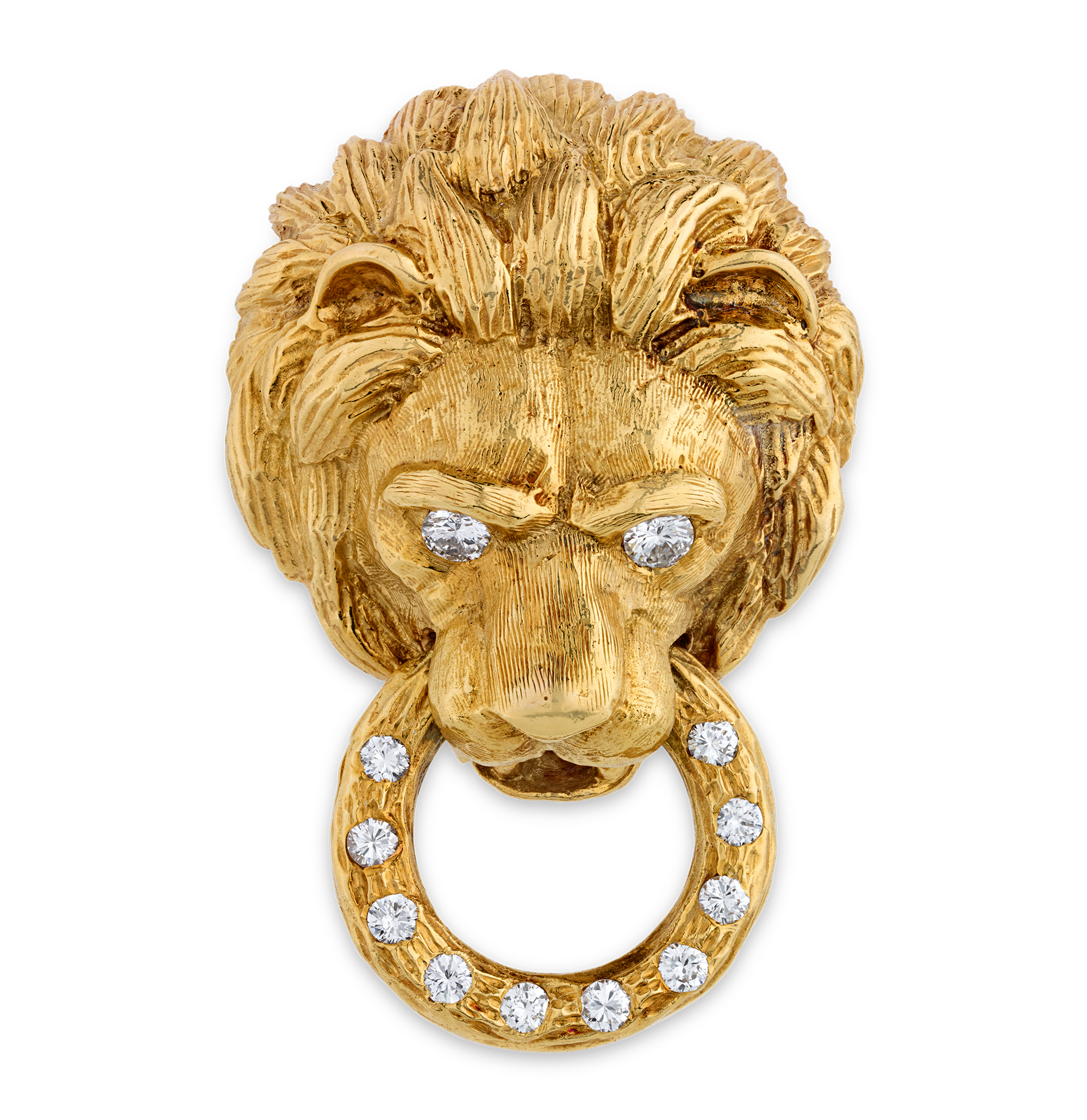 Van Cleef & Arpels Lion Earrings and Brooch Set, 2.10 carats