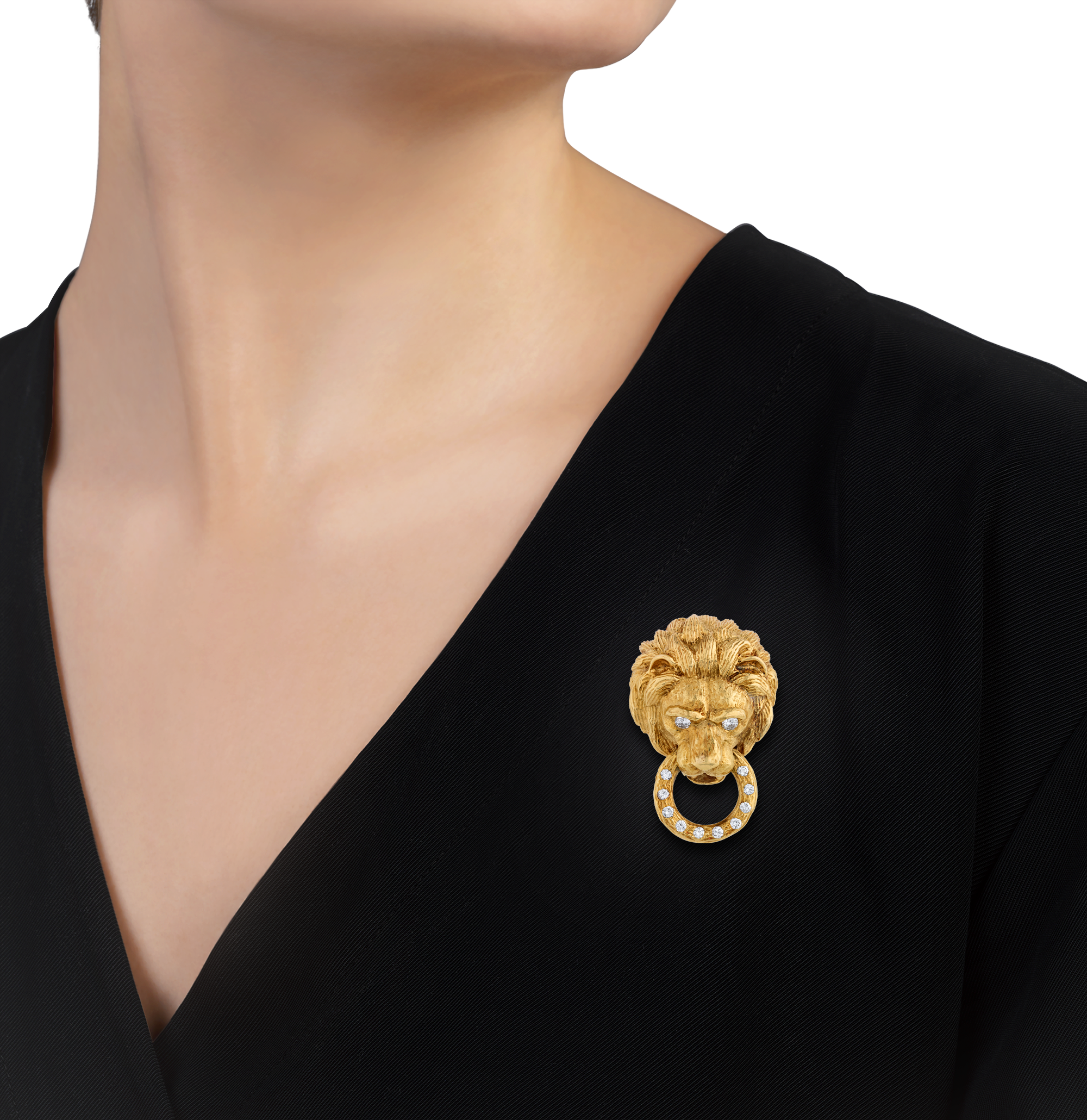 Van Cleef & Arpels Lion Earrings and Brooch Set, 2.10 carats