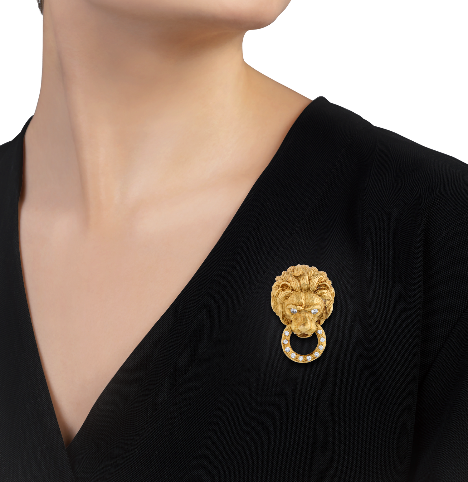 Van Cleef & Arpels Lion Earrings and Brooch Set, 2.10 carats