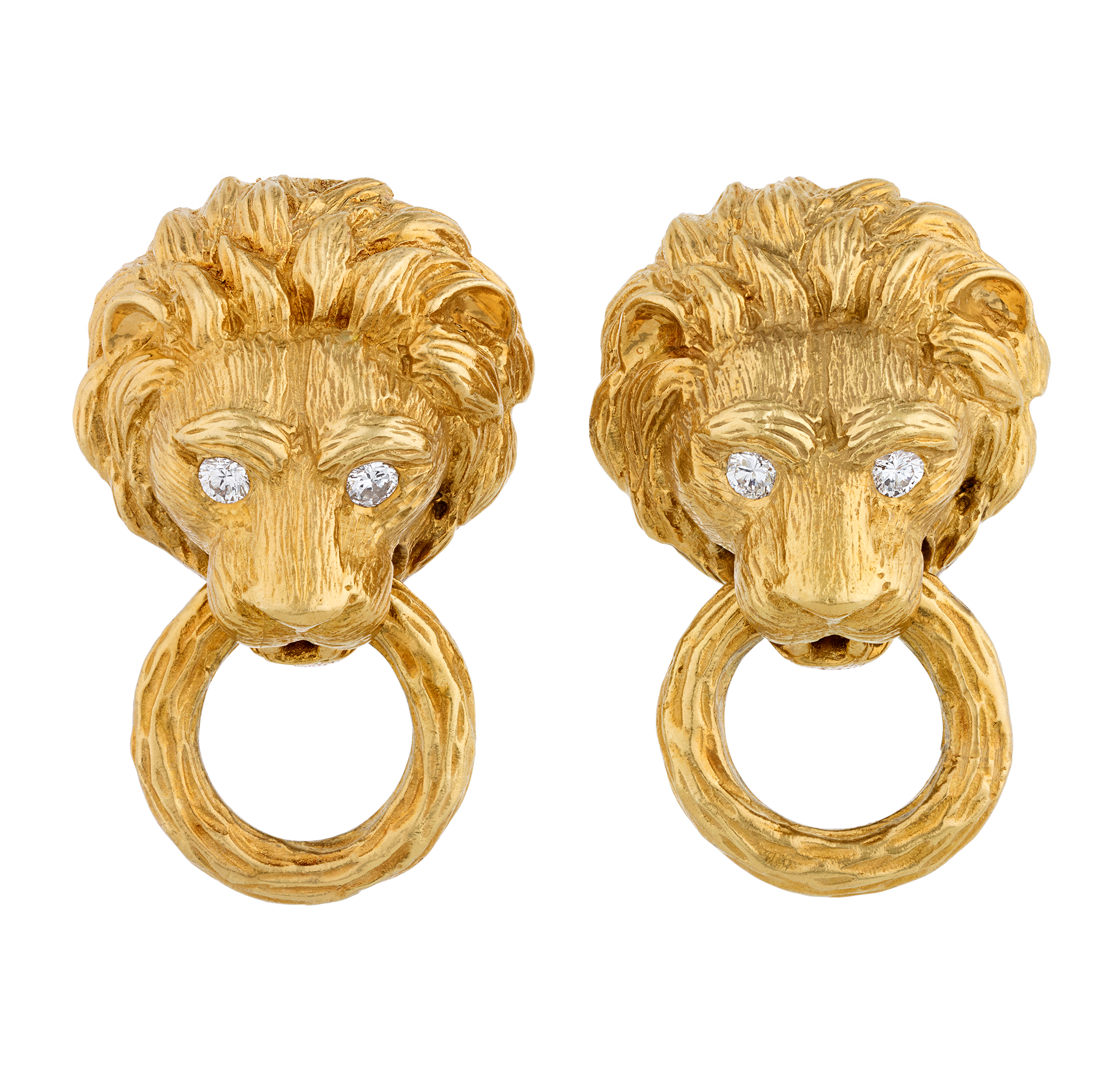 Van Cleef & Arpels Lion Earrings and Brooch Set, 2.10 carats