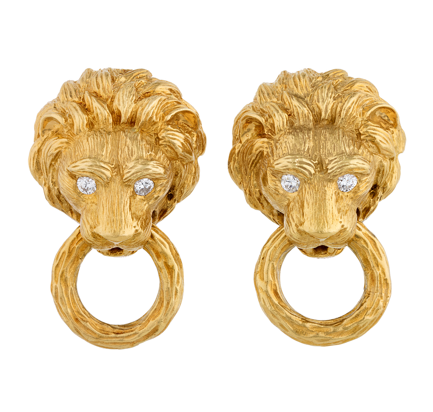 Van Cleef & Arpels Lion Earrings and Brooch Set, 2.10 carats