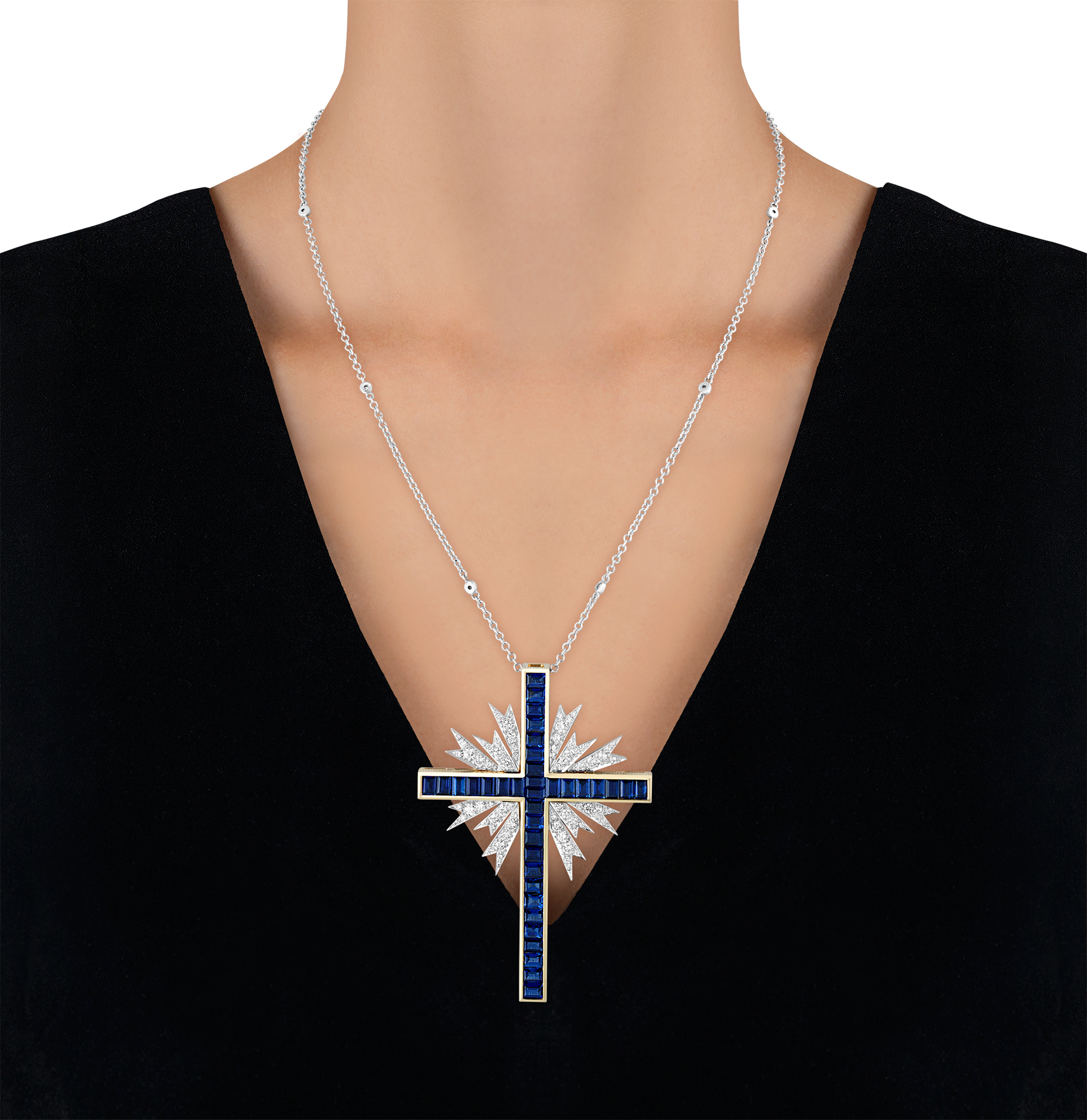 Oscar Heyman Sapphire Cross Pendant, 12.39 carats