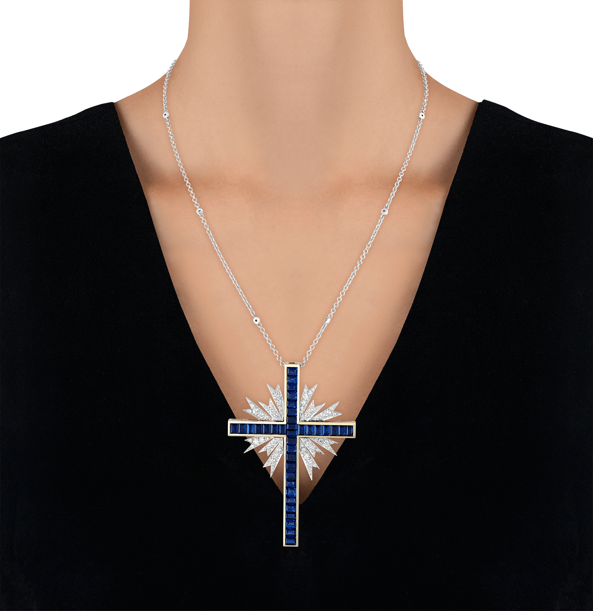 Oscar Heyman Sapphire Cross Pendant, 12.39 carats