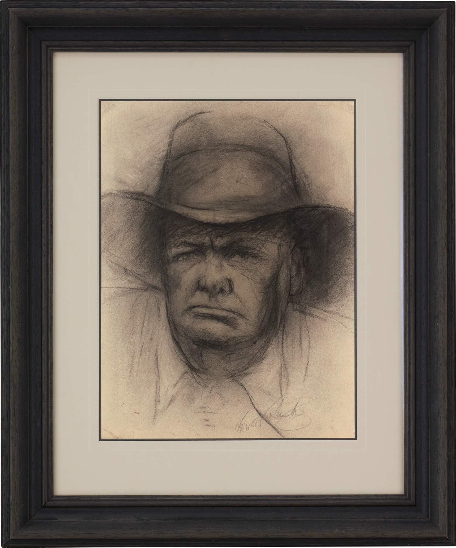 Charcoal Portrait of Sir Winston Churchill, Circa 1935