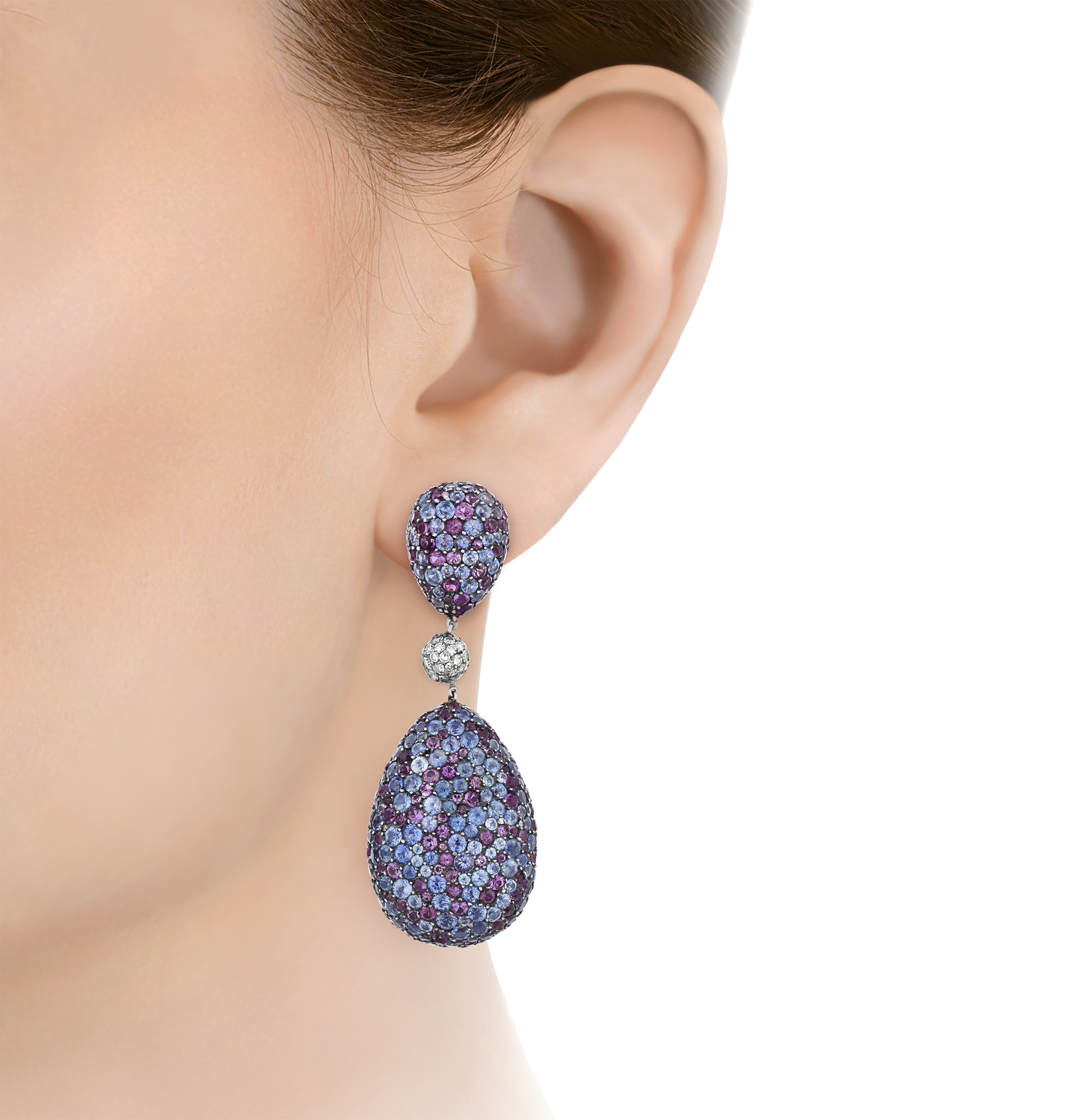 JAR Sapphire, Amethyst and Diamond Earrings