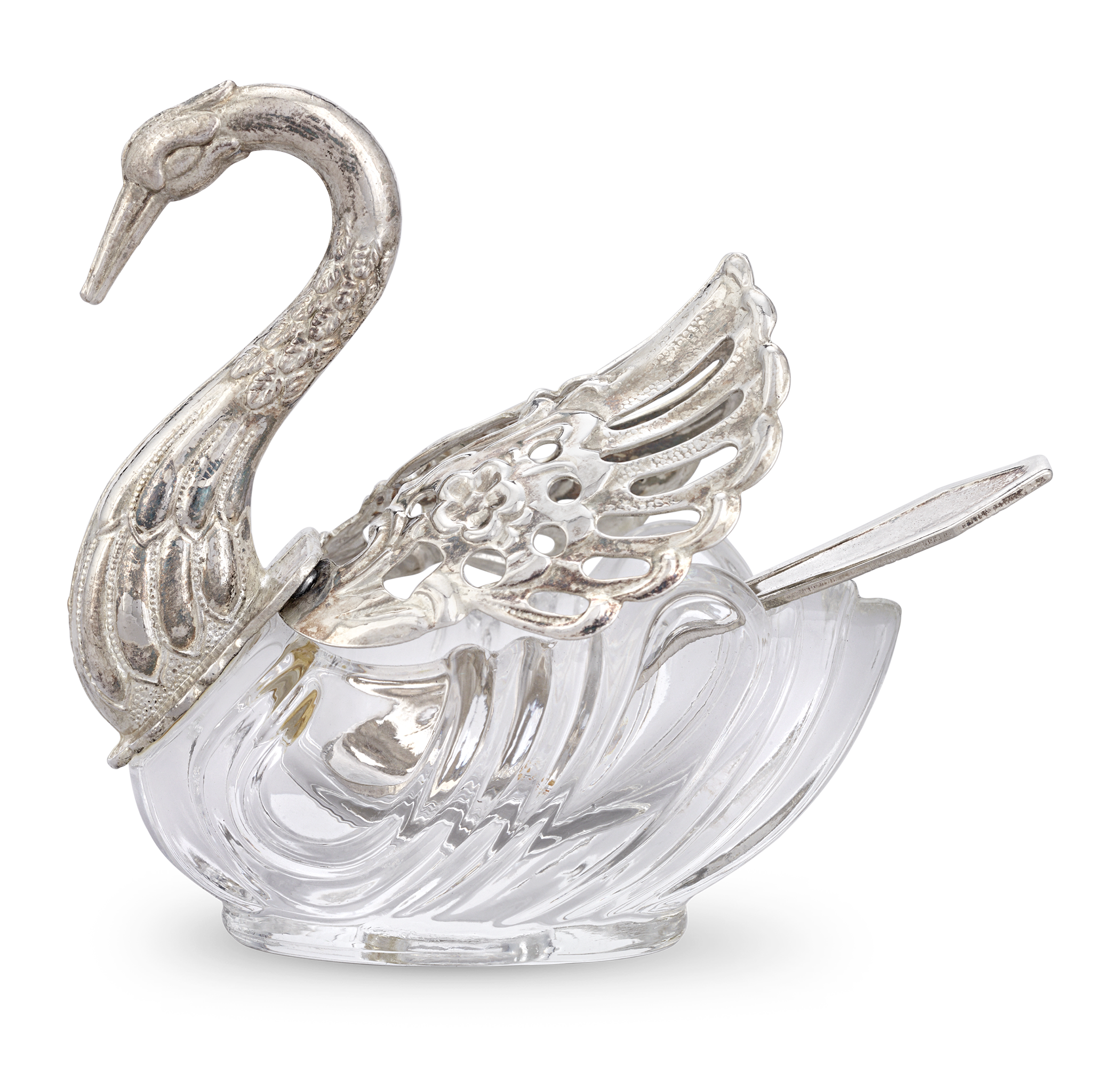 Set of 12 Silver Swan Salt Cellars