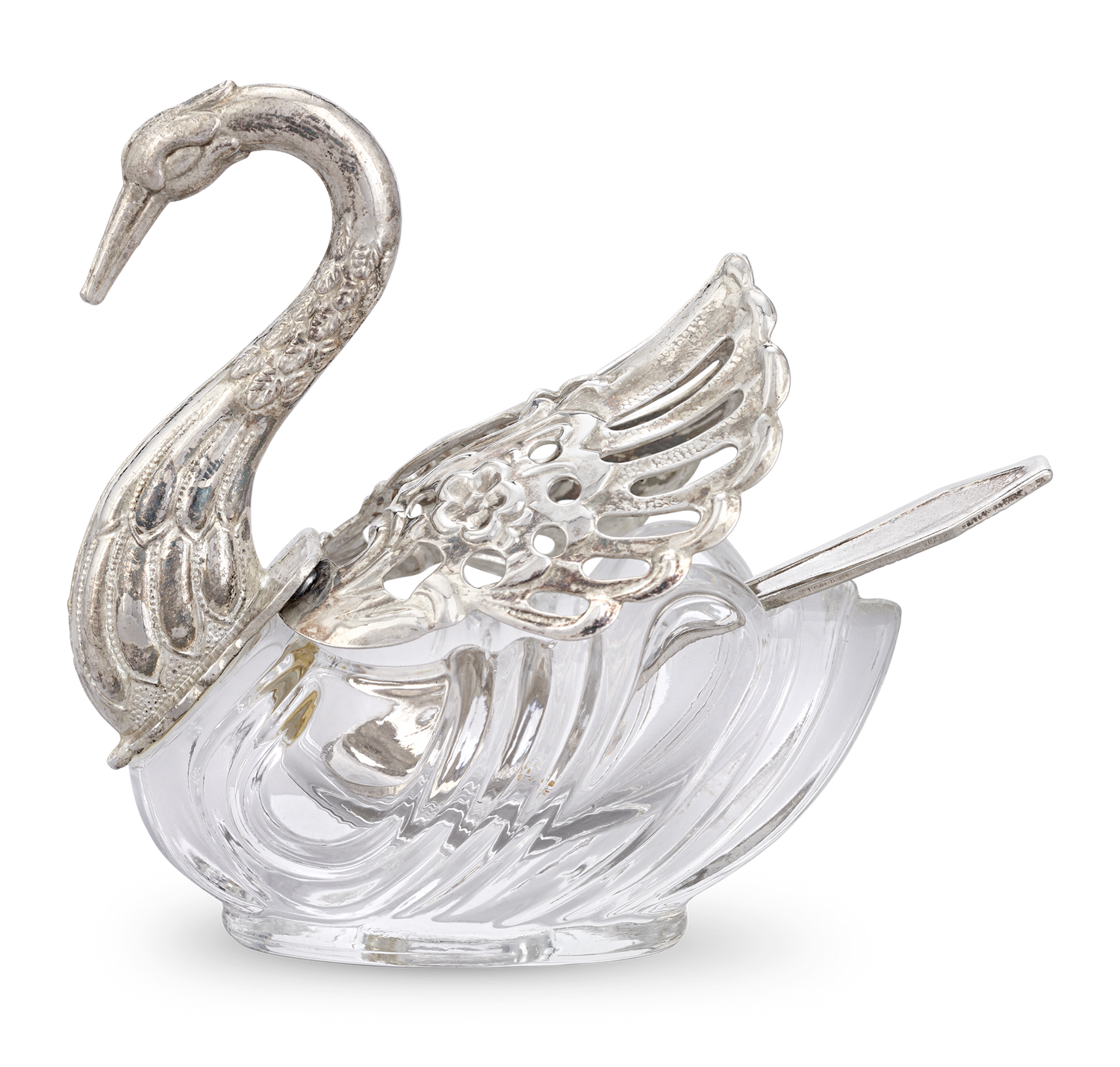 Set of 12 Silver Swan Salt Cellars