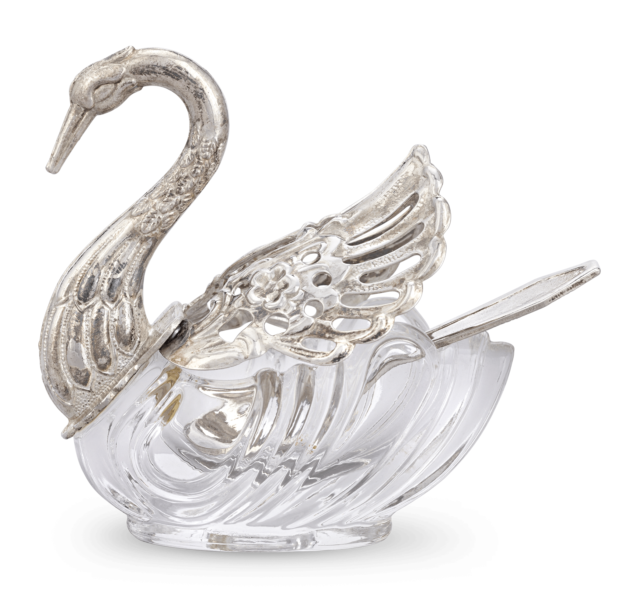 Set of 12 Silver Swan Salt Cellars