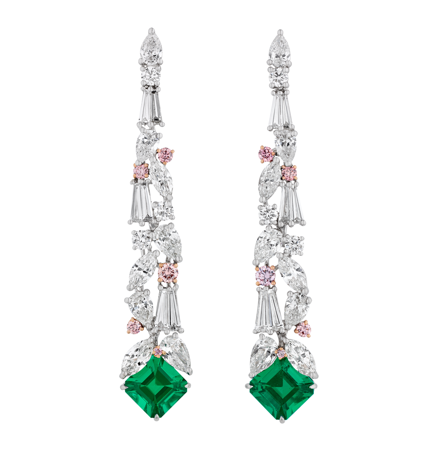 Muzo Emerald and Argyle Diamond "Ivy" Dangle Earrings