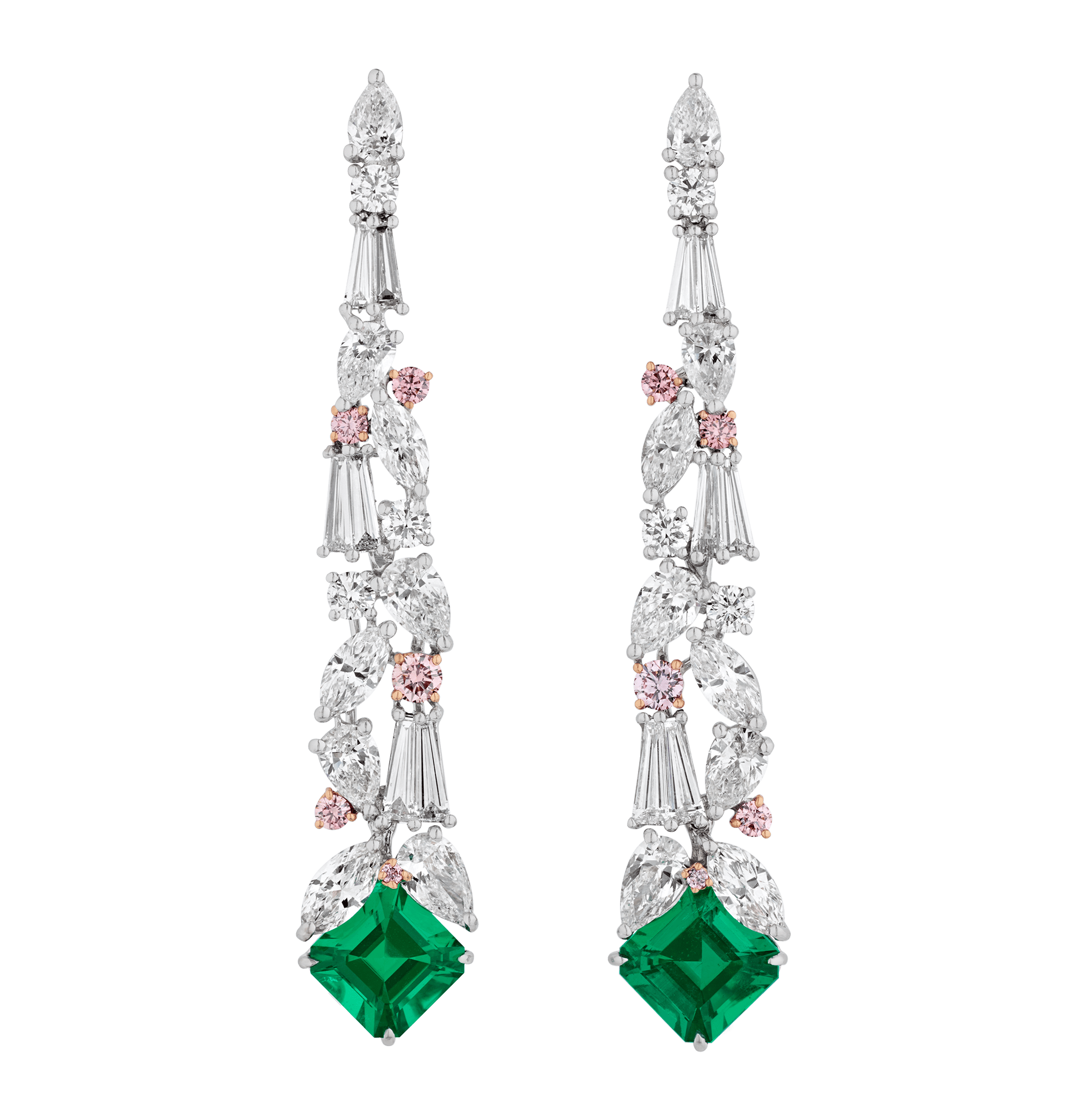 Muzo Emerald and Argyle Diamond "Ivy" Dangle Earrings