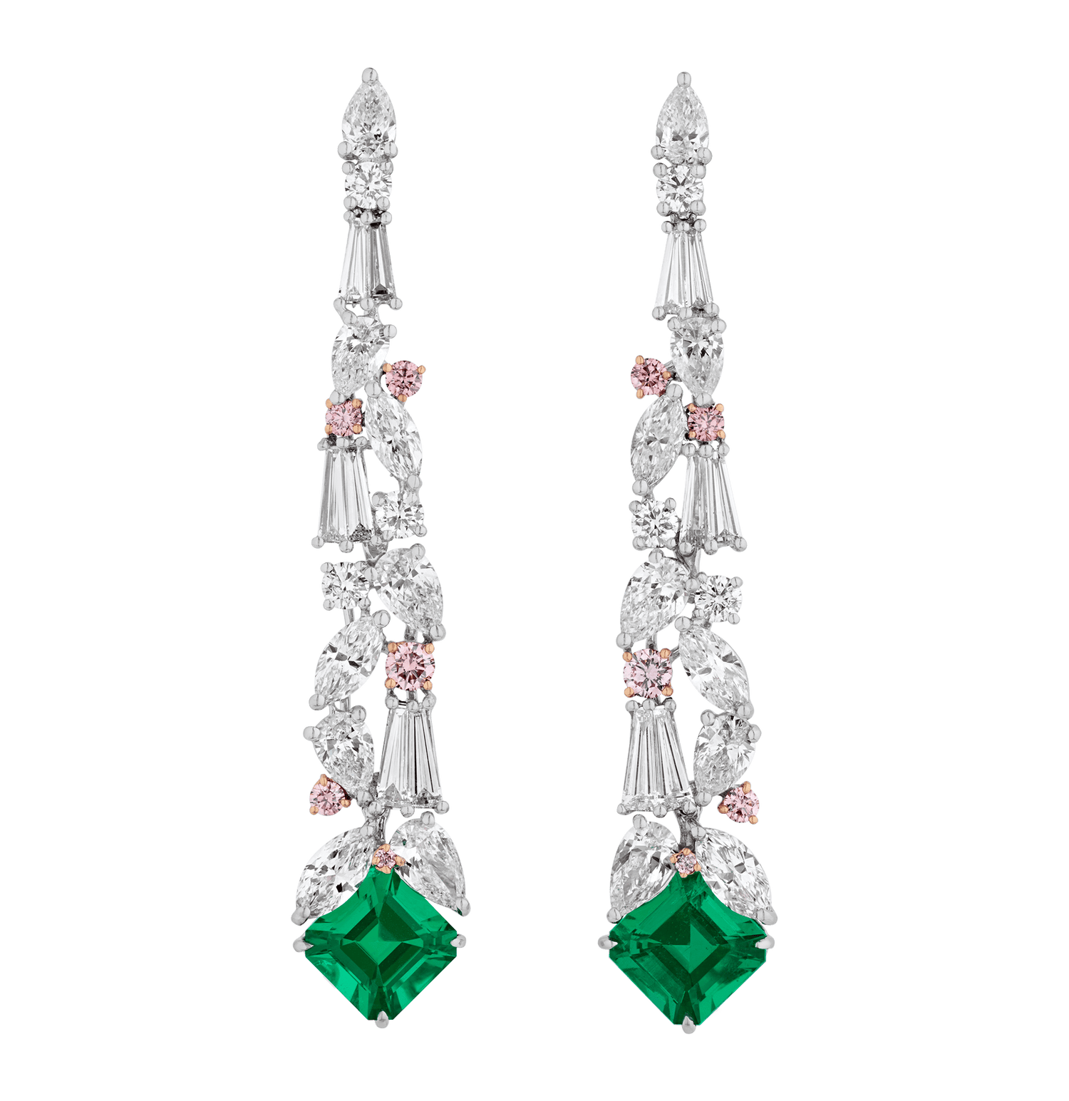 Muzo Emerald and Argyle Diamond "Ivy" Dangle Earrings