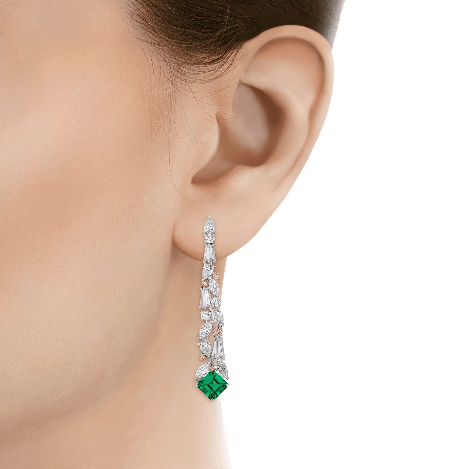 Muzo Emerald and Argyle Diamond "Ivy" Dangle Earrings