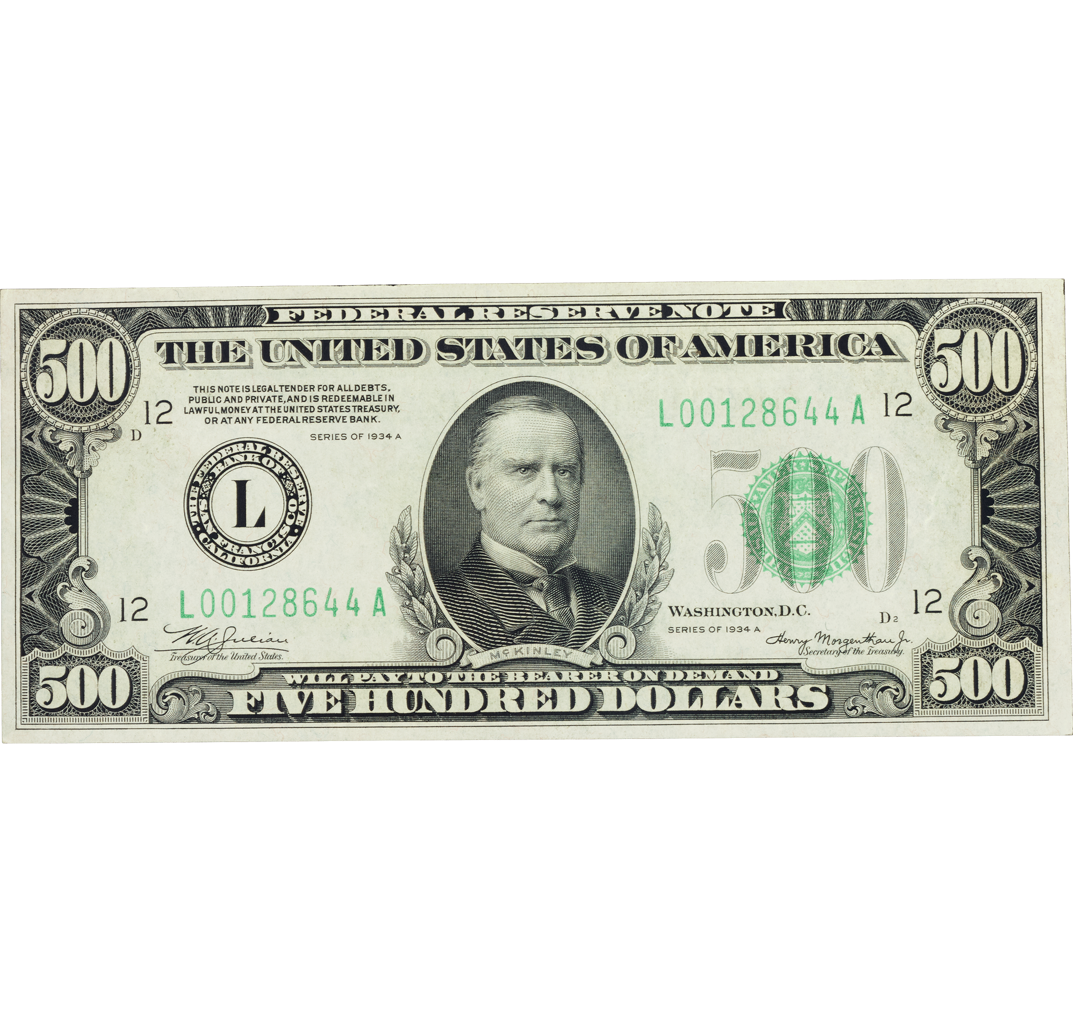 $500 Federal Reserve Note: PMG grade 64EPQ