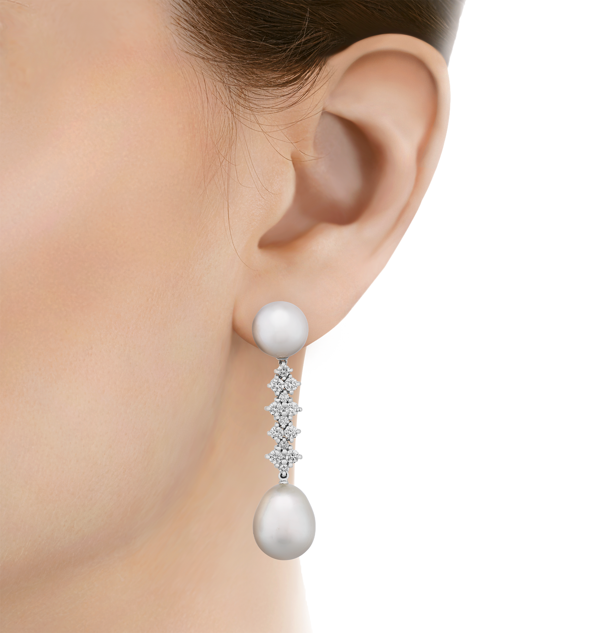 South Sea Pearl and Diamond Earrings