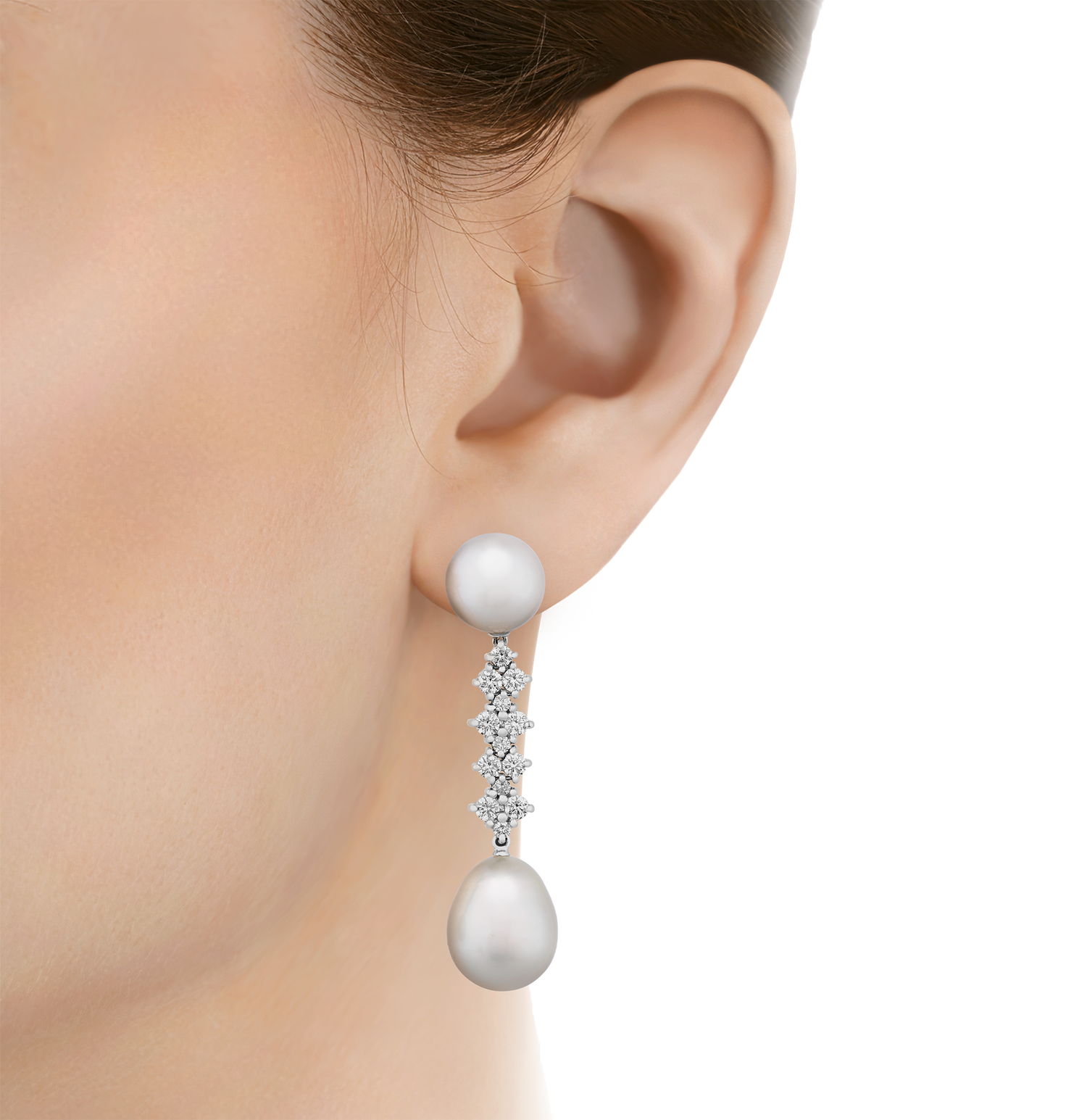 South Sea Pearl and Diamond Earrings